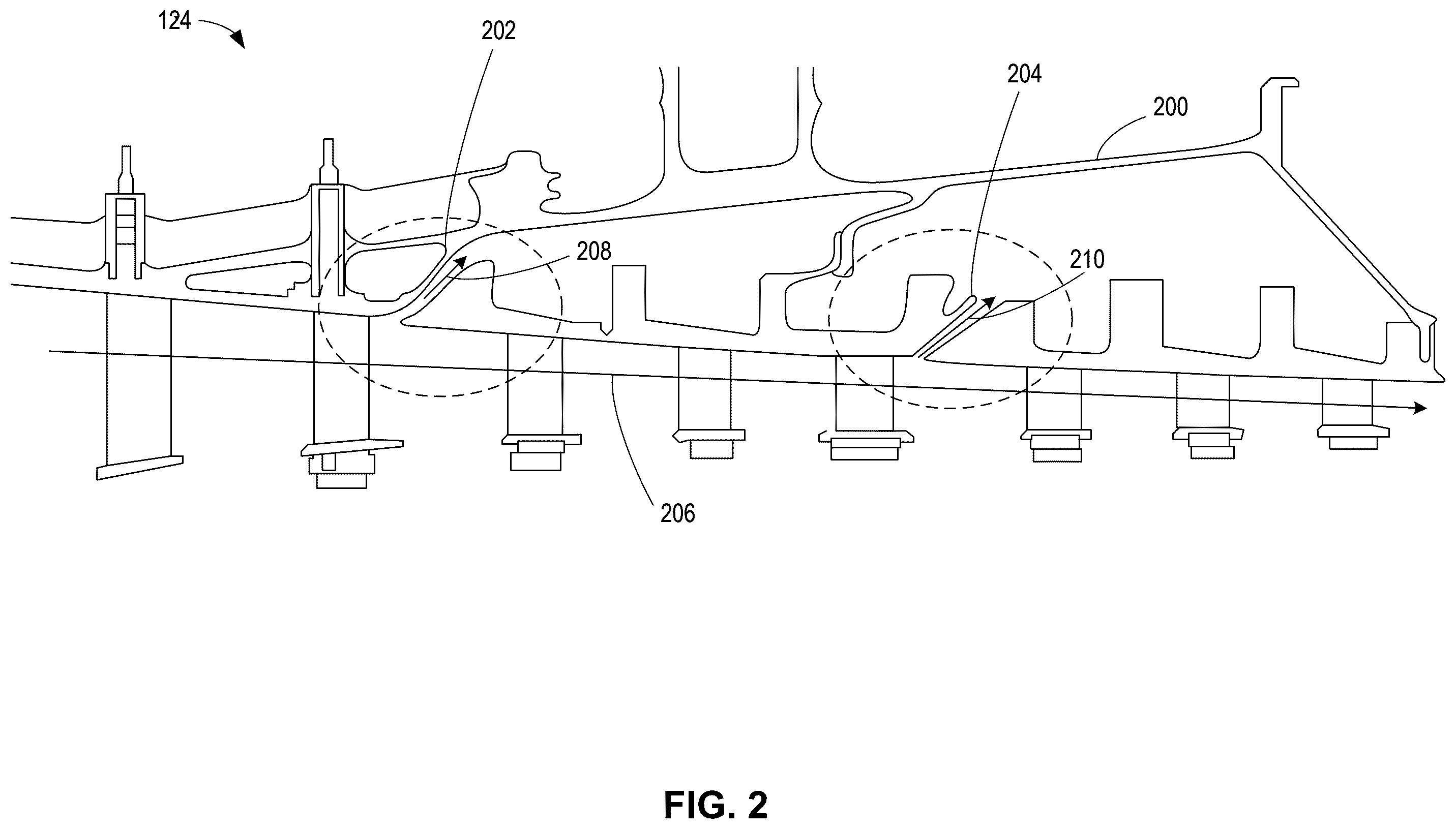 Patent US12480511 Figure 2 – Compressor bleed slots with variable wall structures