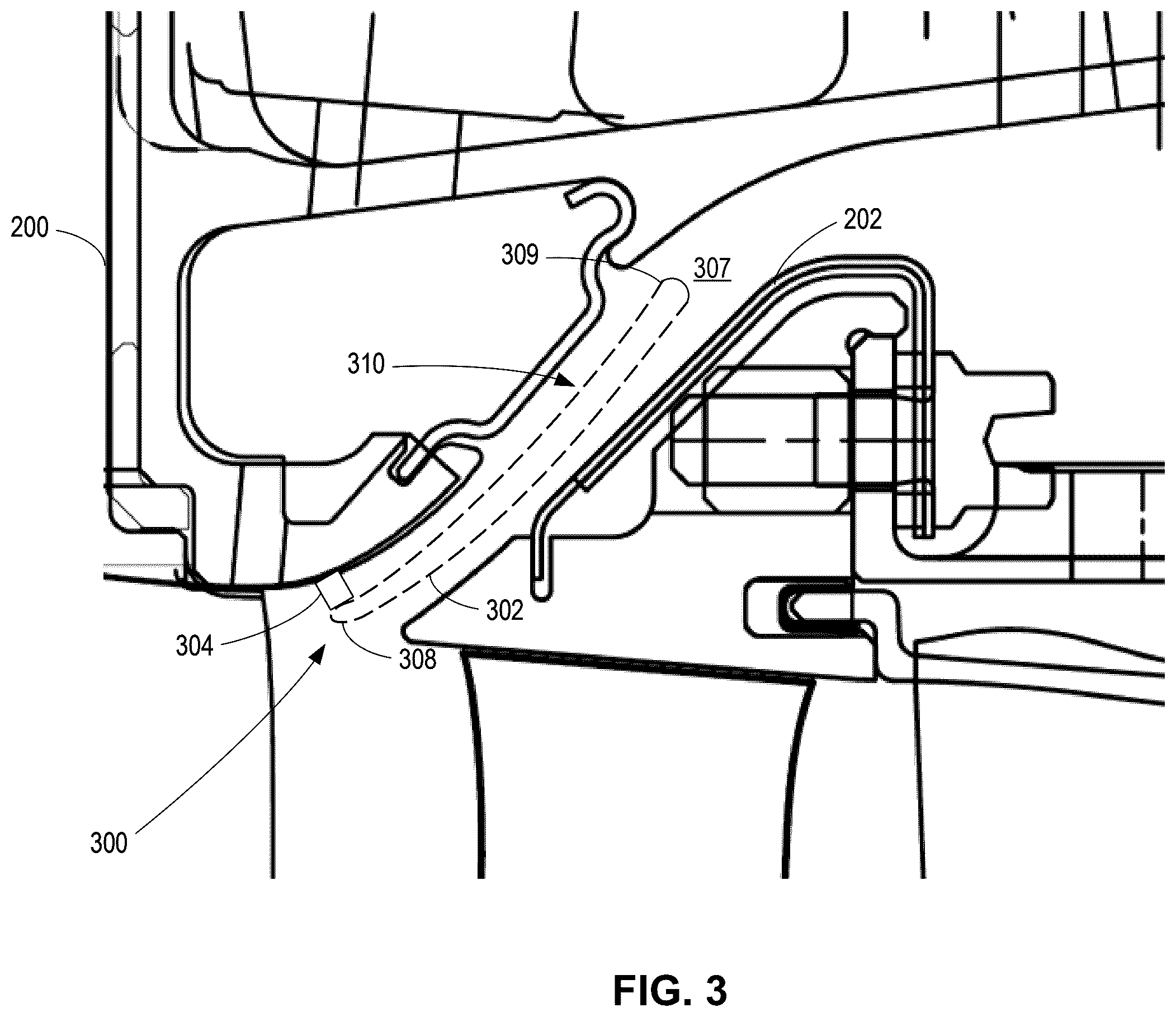 Patent US12480511 Figure 3 – Compressor bleed slots with variable wall structures