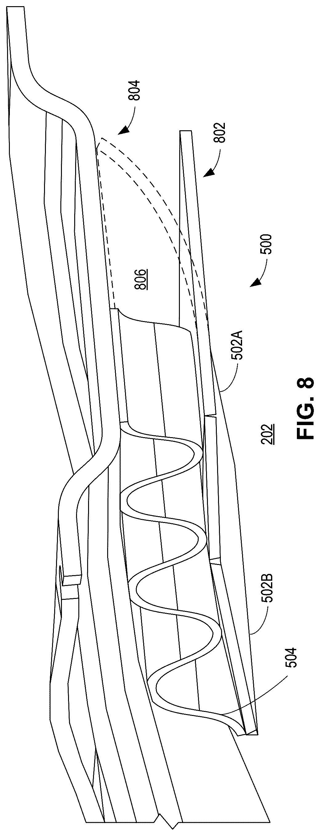 Patent US12480511 Figure 8 – Compressor bleed slots with variable wall structures