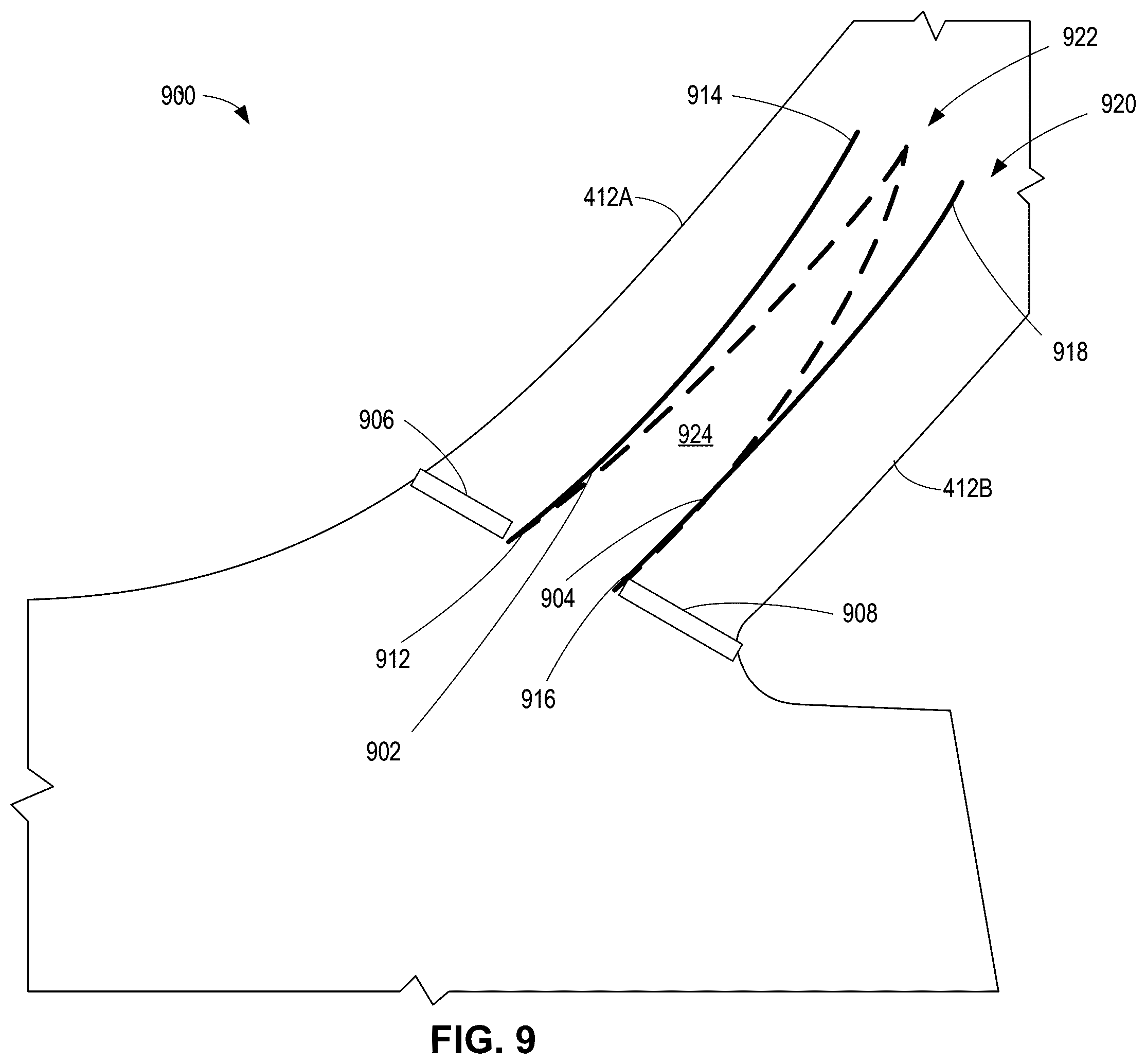 Patent US12480511 Figure 9 – Compressor bleed slots with variable wall structures