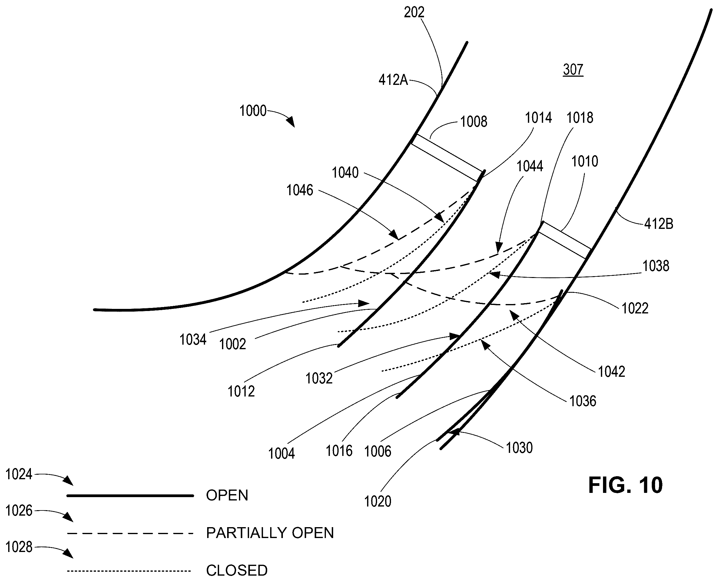 Patent US12480511 Figure 10 – Compressor bleed slots with variable wall structures