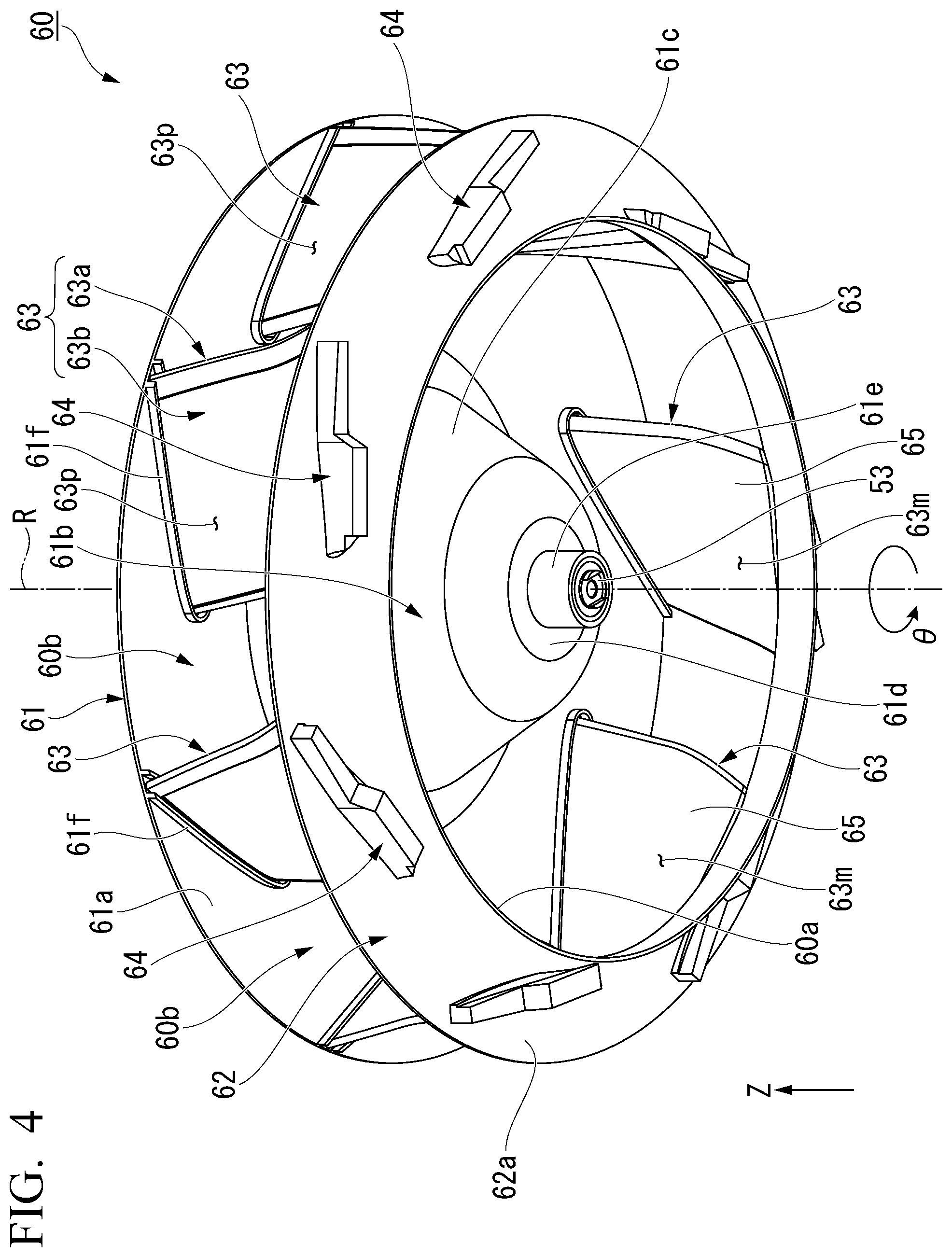 Patent US12480521 Figure 4 – Impeller, centrifugal blower, and indoor unit