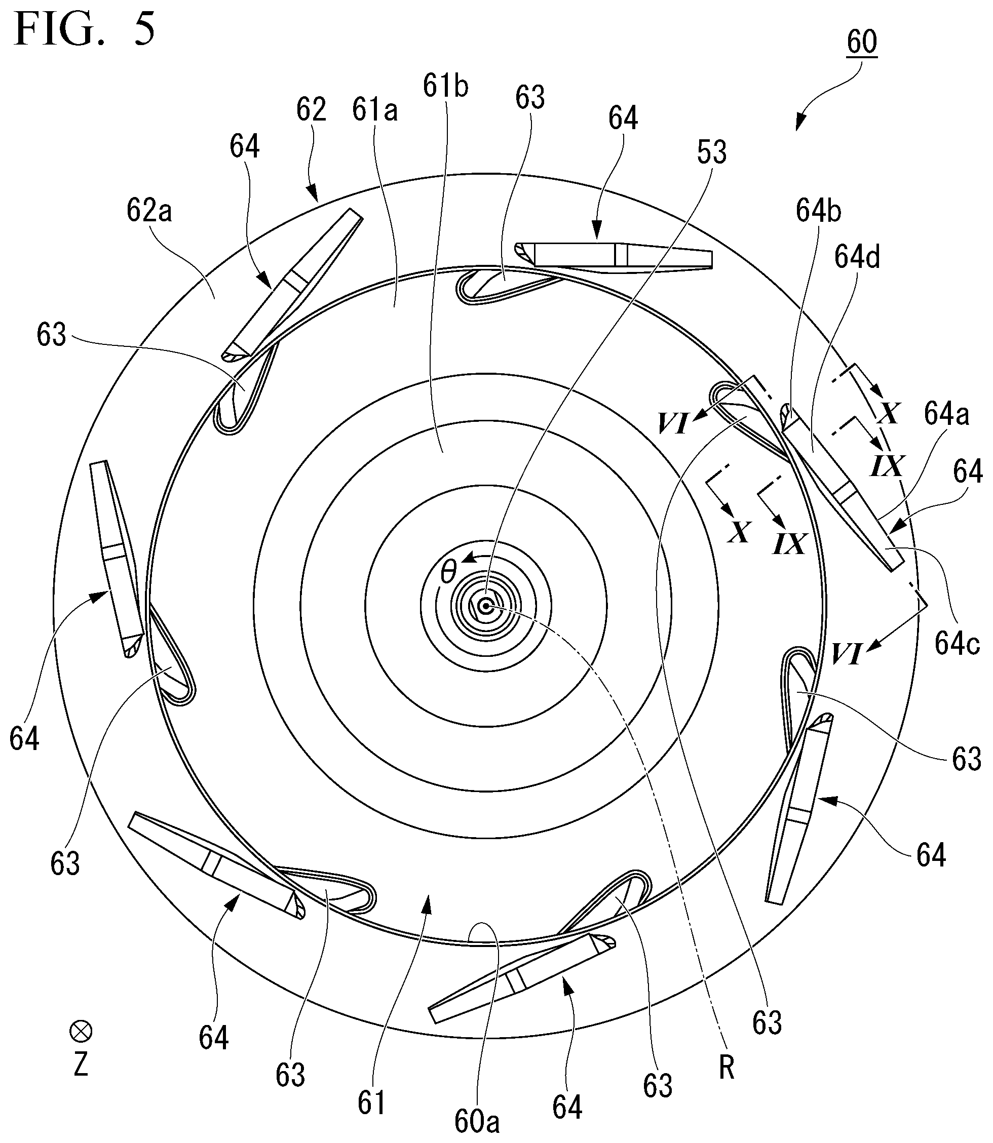 Patent US12480521 Figure 5 – Impeller, centrifugal blower, and indoor unit