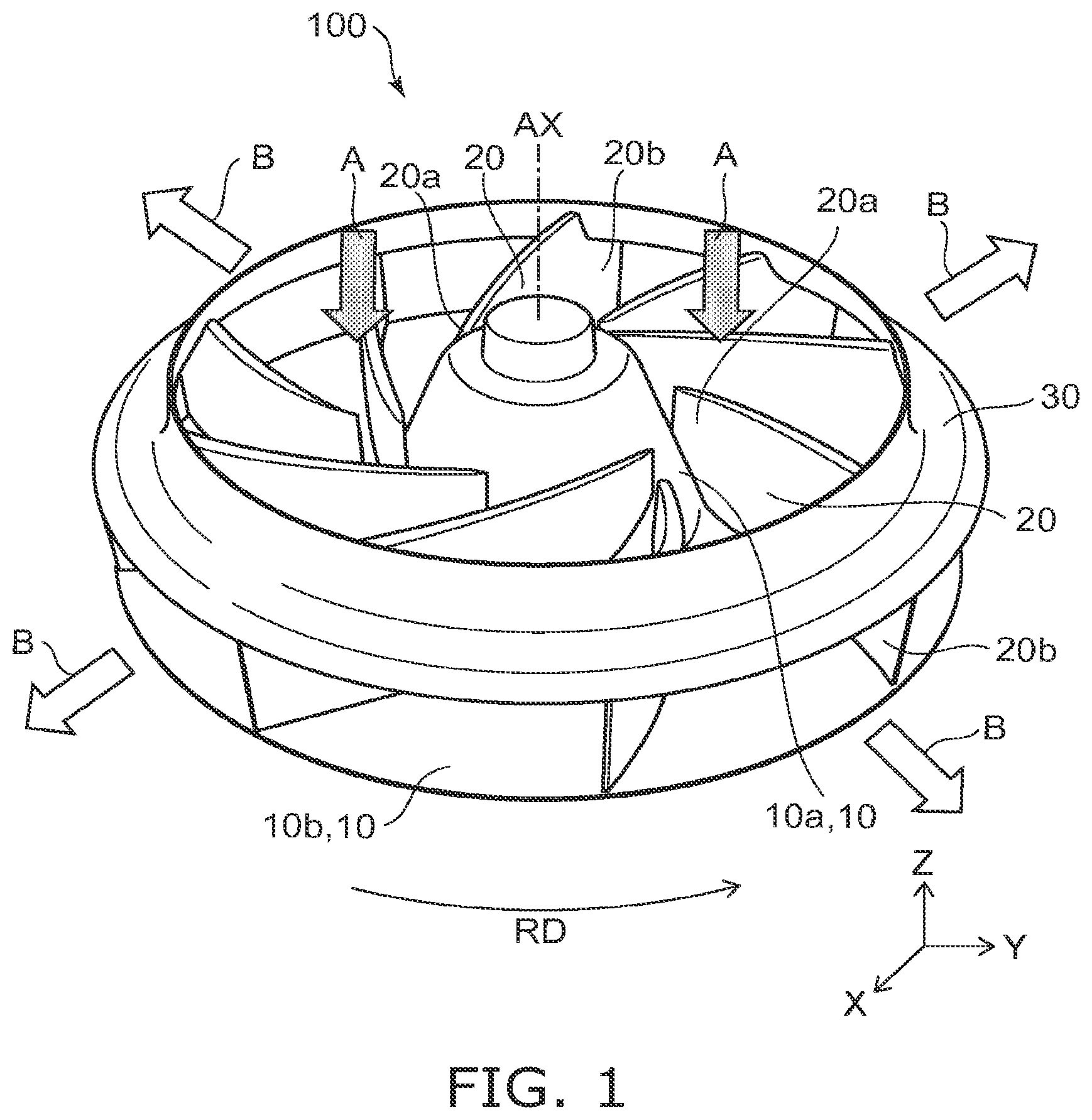 Patent US12480523 Figure 1 – Centrifugal fan