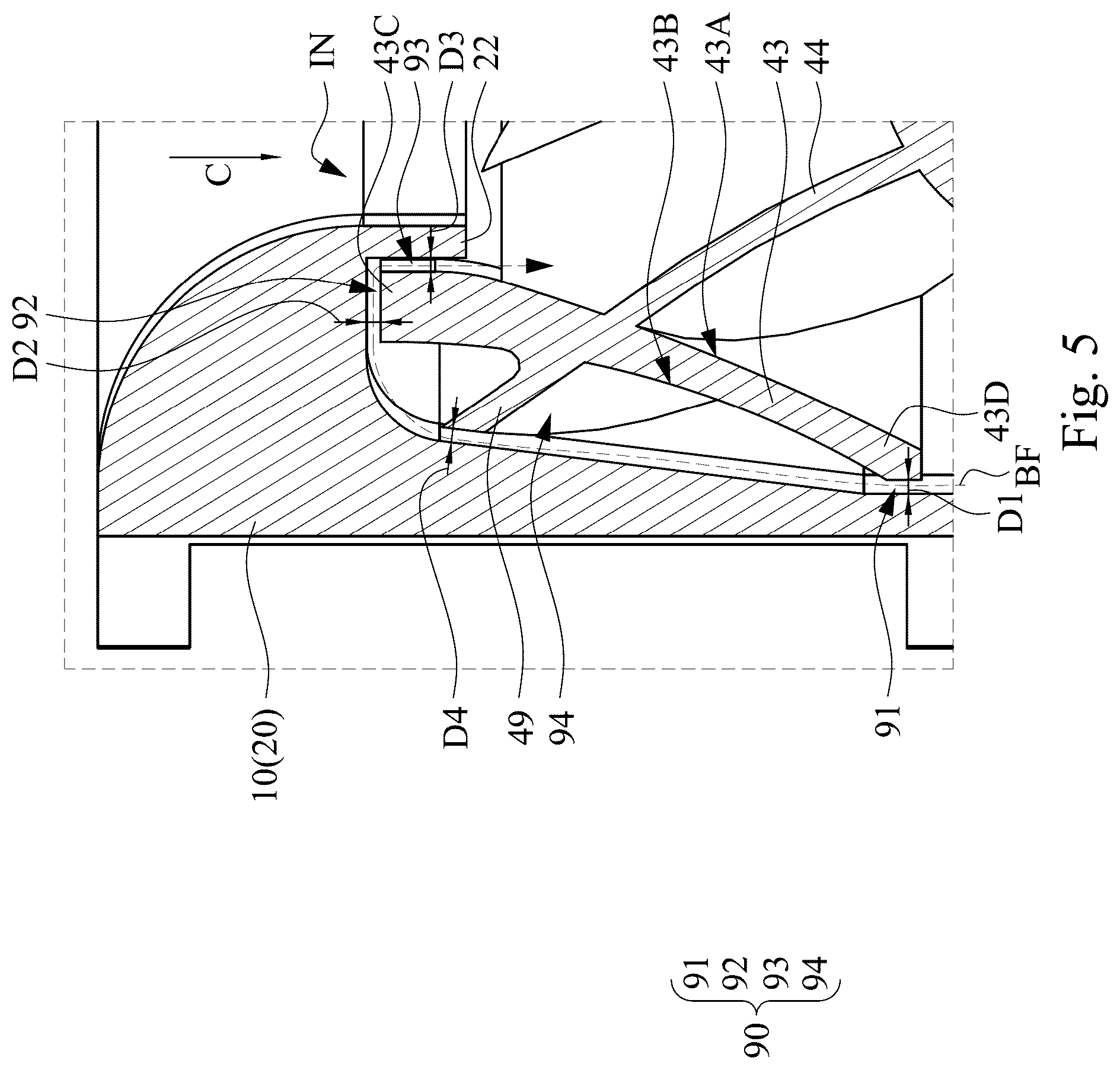 Patent US12480525 Figure 5 – Impeller and diagonal fan including the same