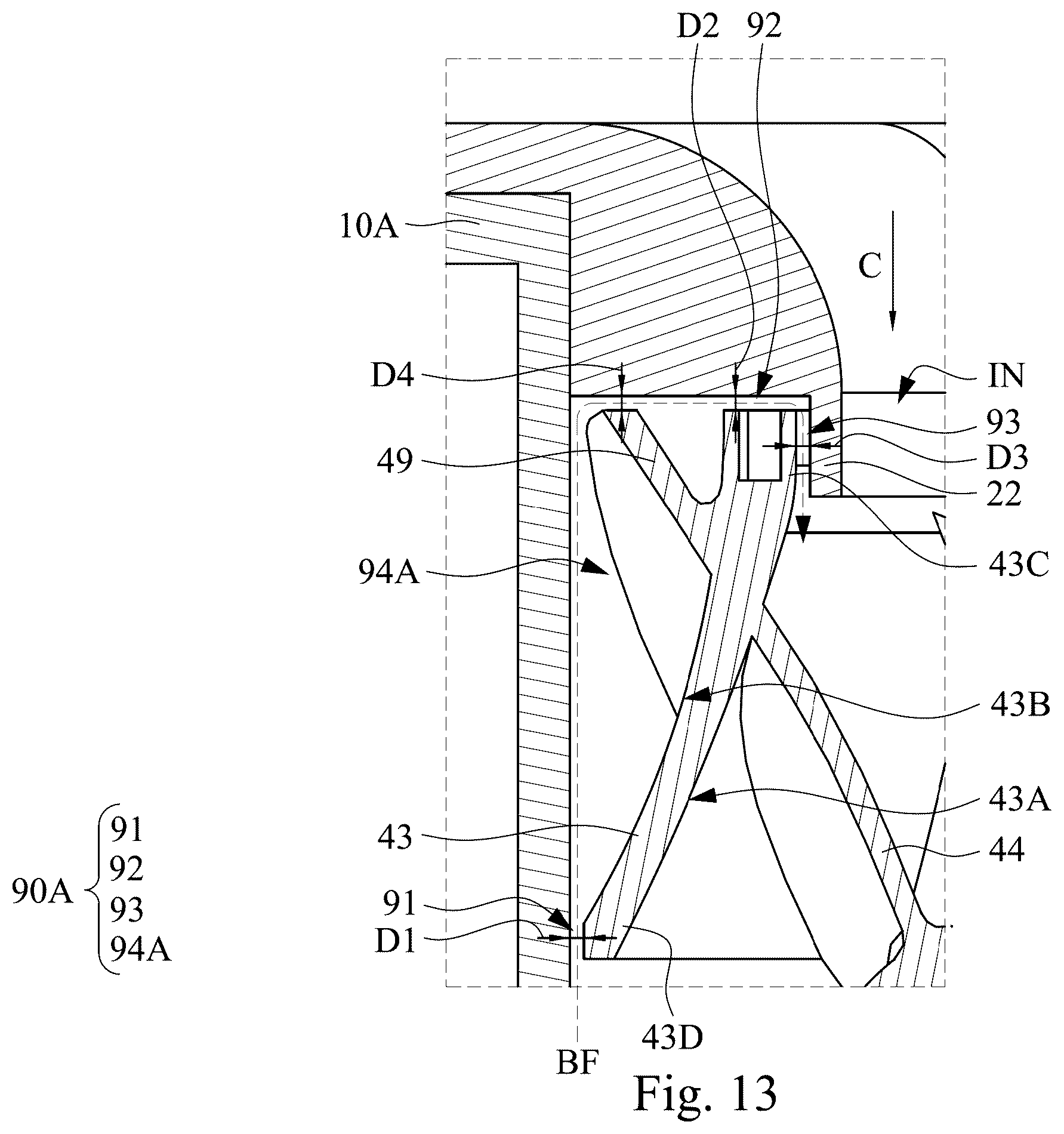 Patent US12480525 Figure 13 – Impeller and diagonal fan including the same