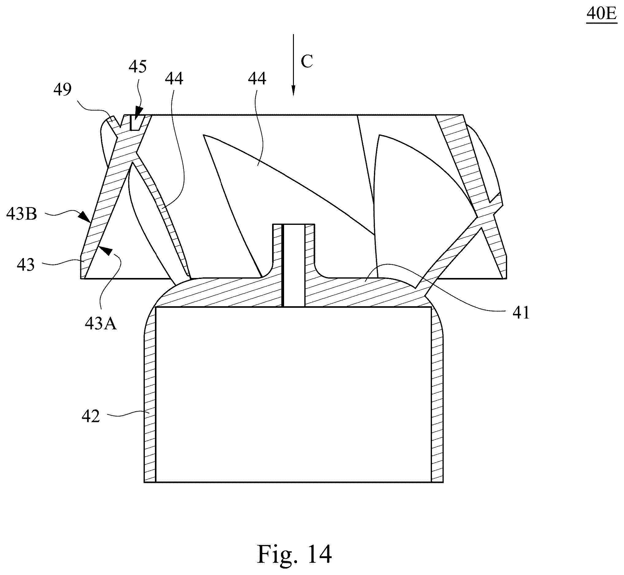 Patent US12480525 Figure 14 – Impeller and diagonal fan including the same