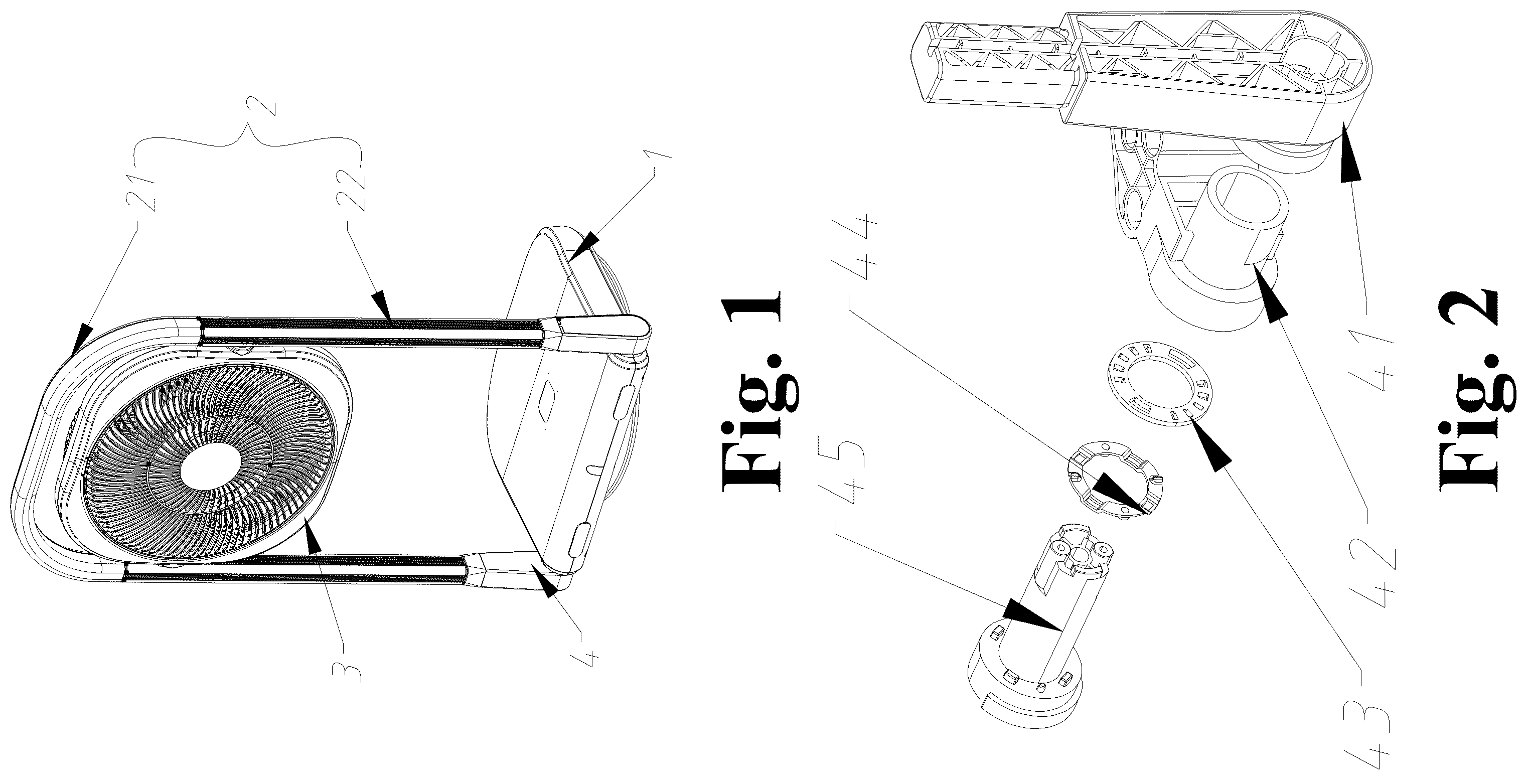 Patent US12480529 Figure 1 – Rotary locking structure and foldable fan