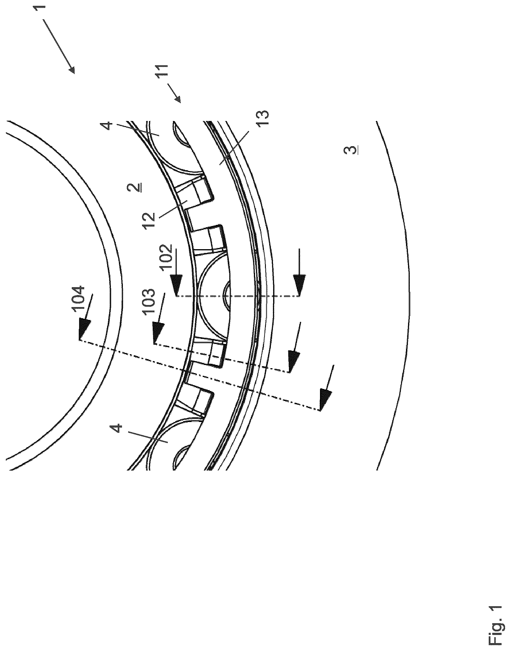 Patent US12480542 Figure 1 – Snap-action cage for a tapered roller bearing, and tapered roller bearing with the snap-action cage