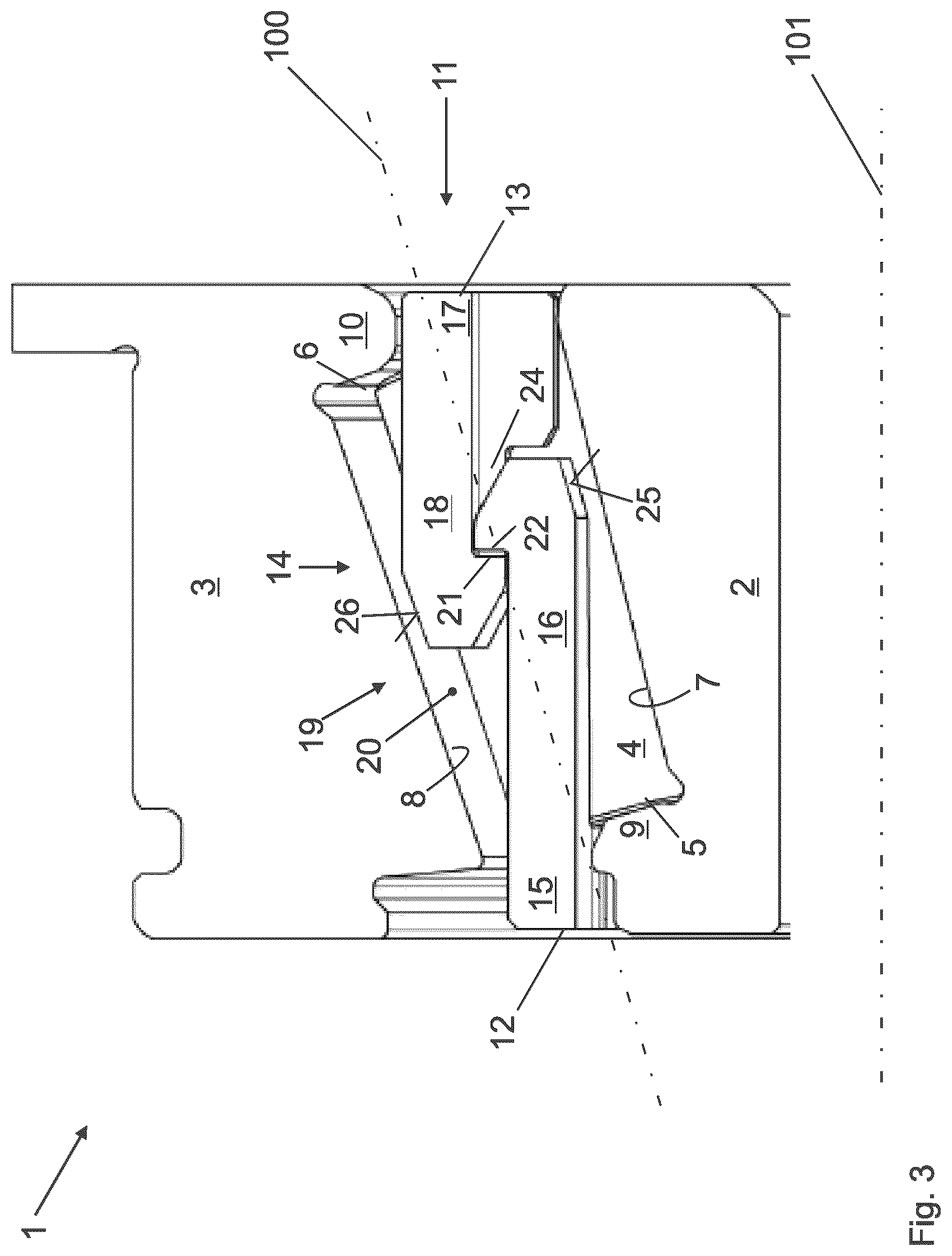 Patent US12480542 Figure 3 – Snap-action cage for a tapered roller bearing, and tapered roller bearing with the snap-action cage