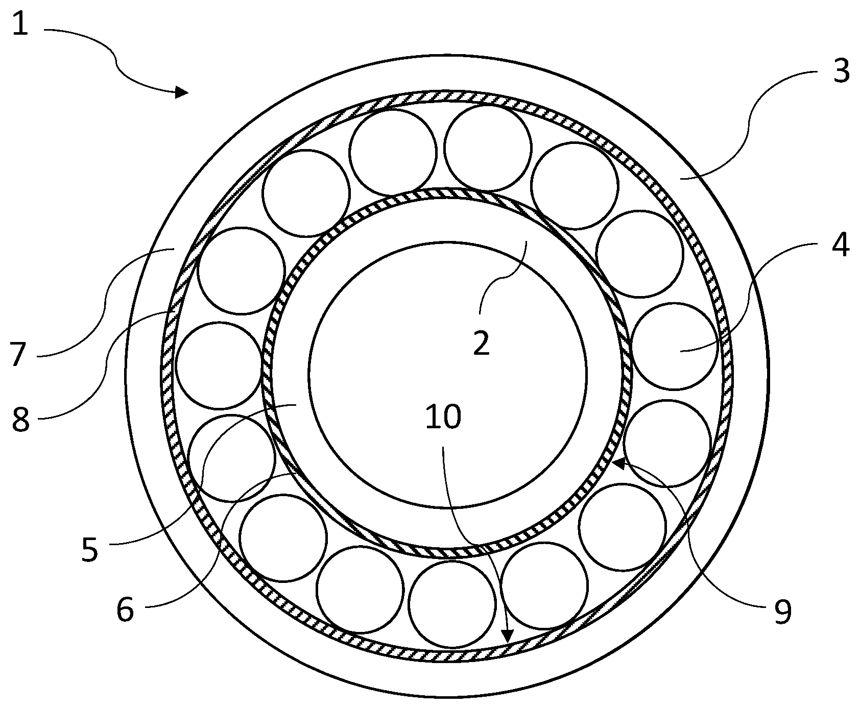 Patent US12480545 Figure 1 – Bearing component having a metallic base body and an alloy-steel coating