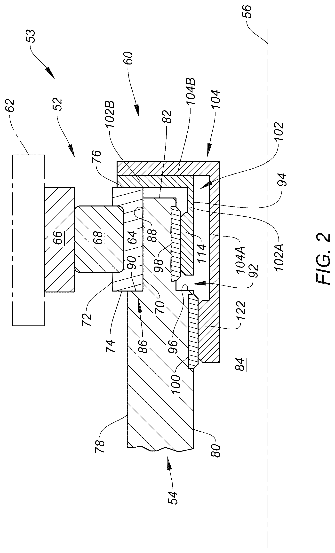 Patent US12480546 Figure 2 – Shaft bearing retainer assembly