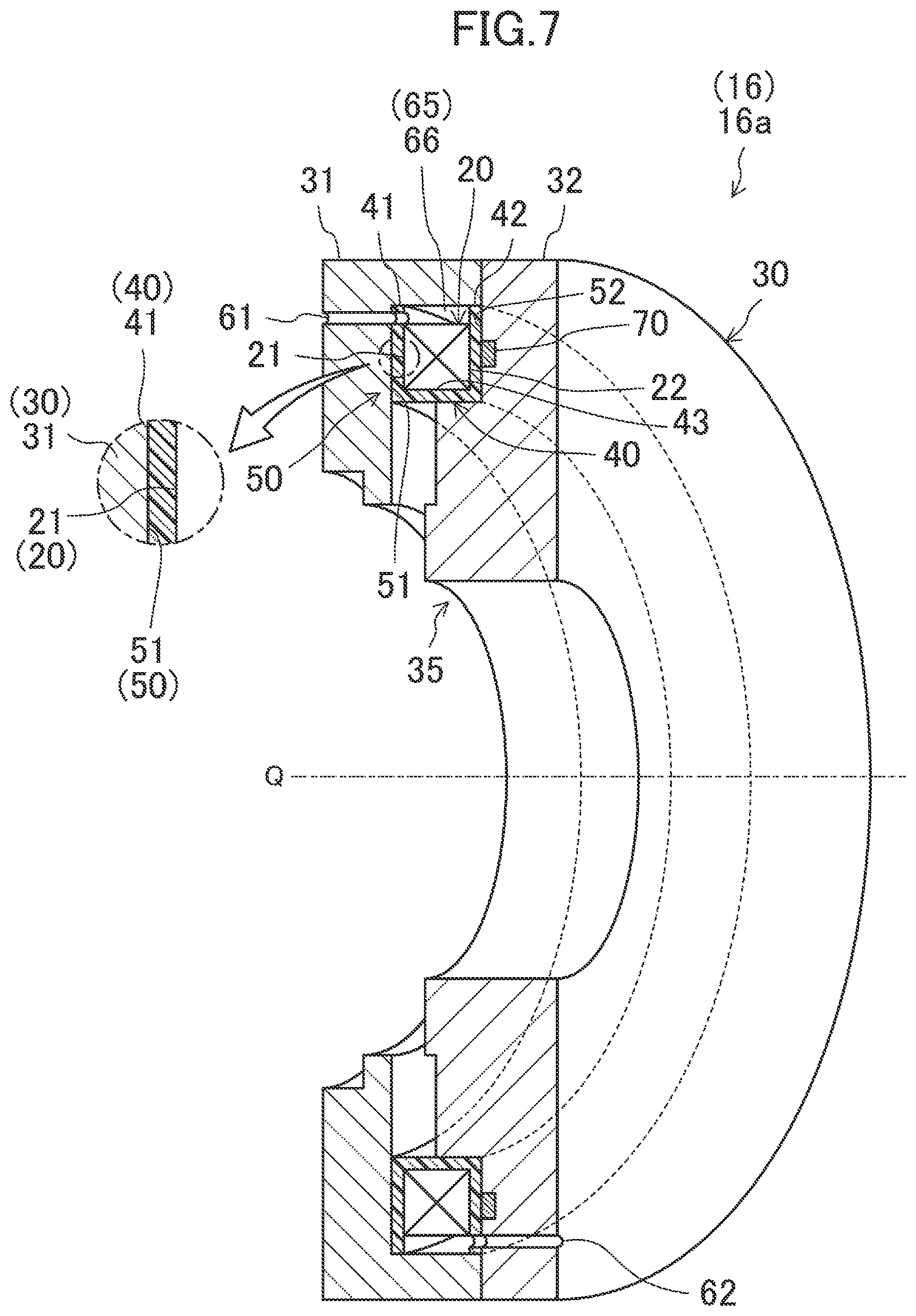 Patent US12480547 Figure 7 – Thrust magnetic bearing with cooling structure