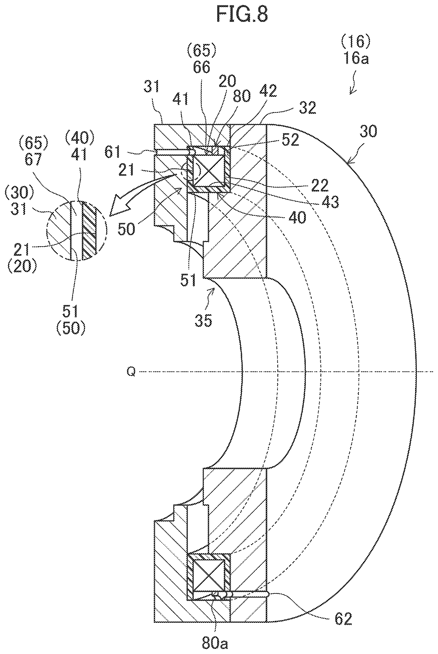Patent US12480547 Figure 8 – Thrust magnetic bearing with cooling structure