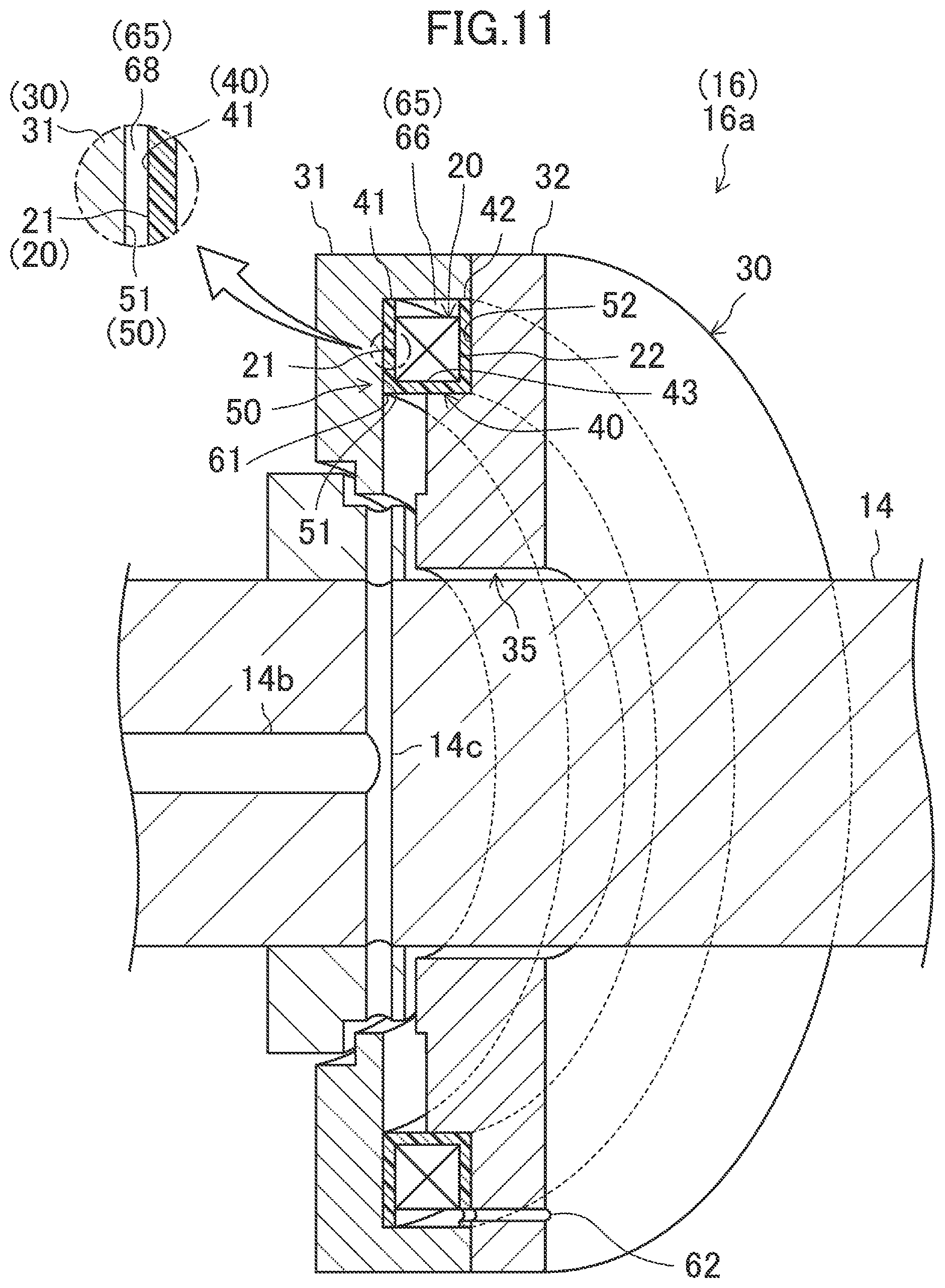 Patent US12480547 Figure 11 – Thrust magnetic bearing with cooling structure