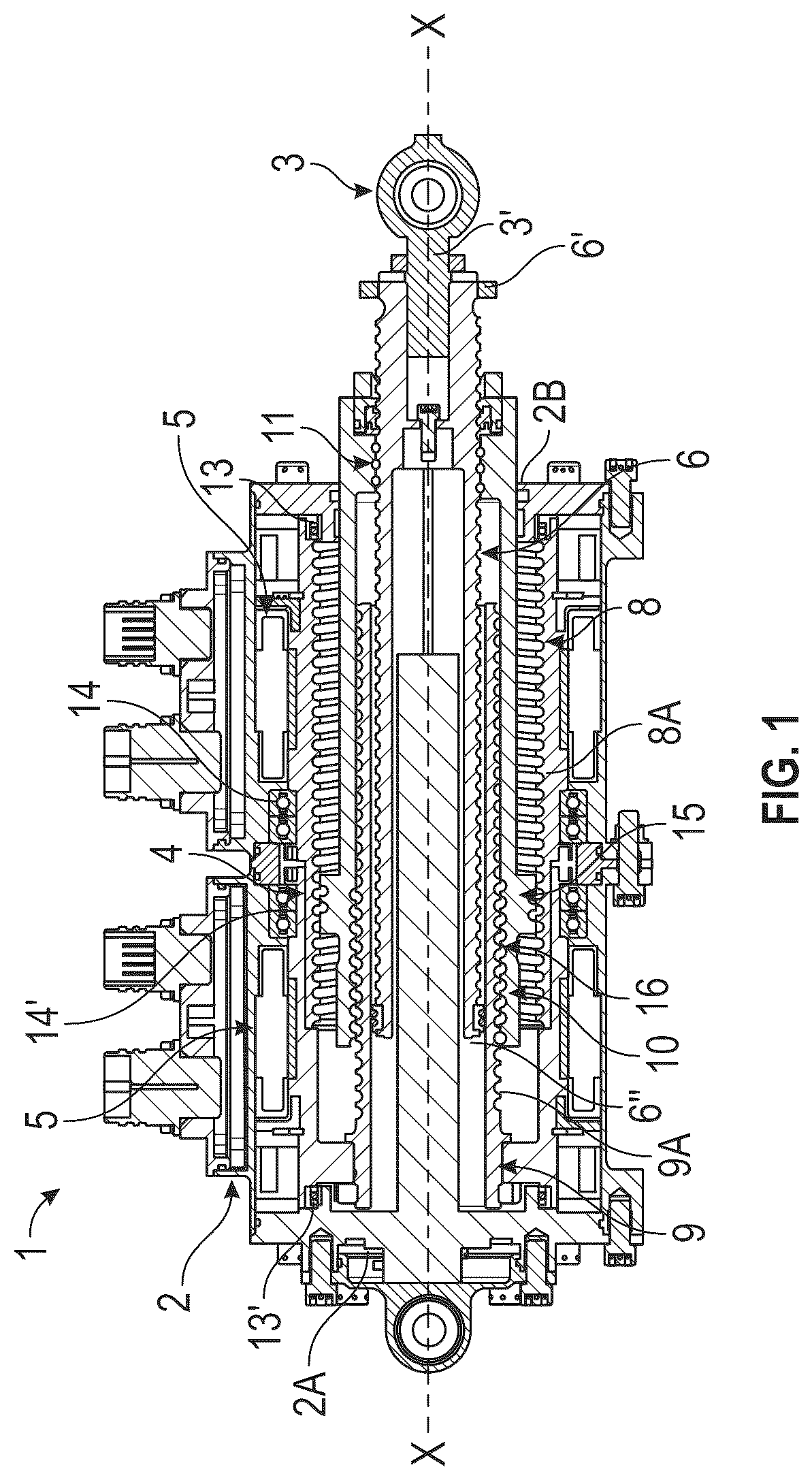 Patent US12480549 Figure 1 – Linear electromechanical actuator