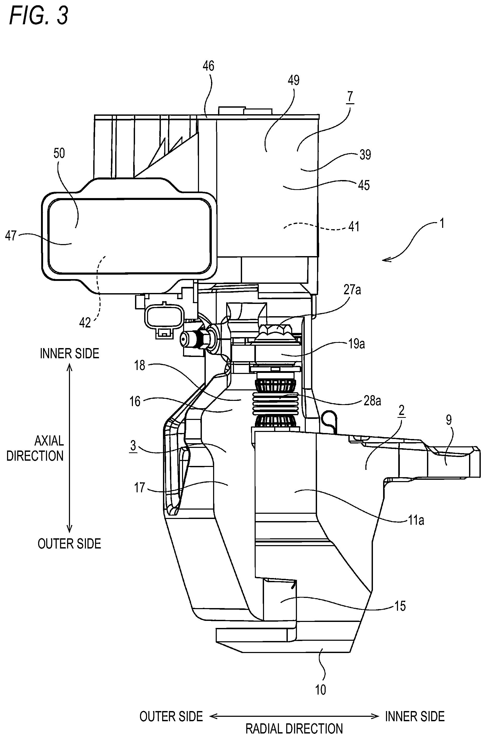 Patent US12480552 Figure 3 – Non-excited operation type brake for brake device and disc brake device