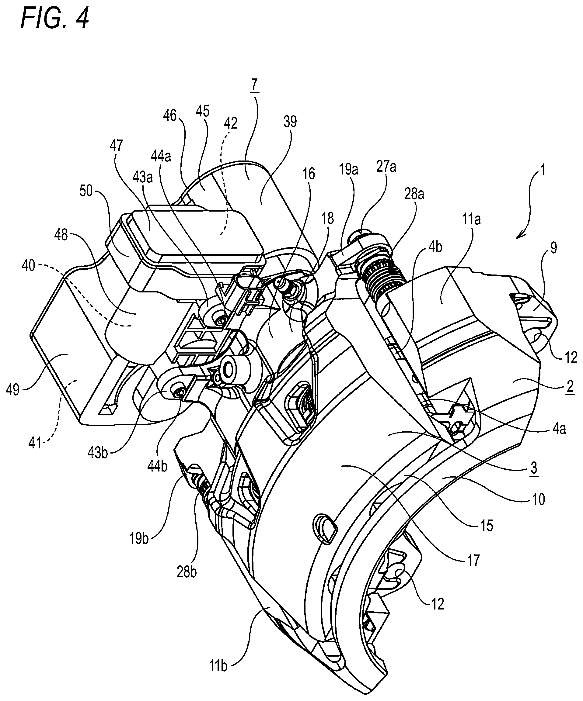 Patent US12480552 Figure 4 – Non-excited operation type brake for brake device and disc brake device