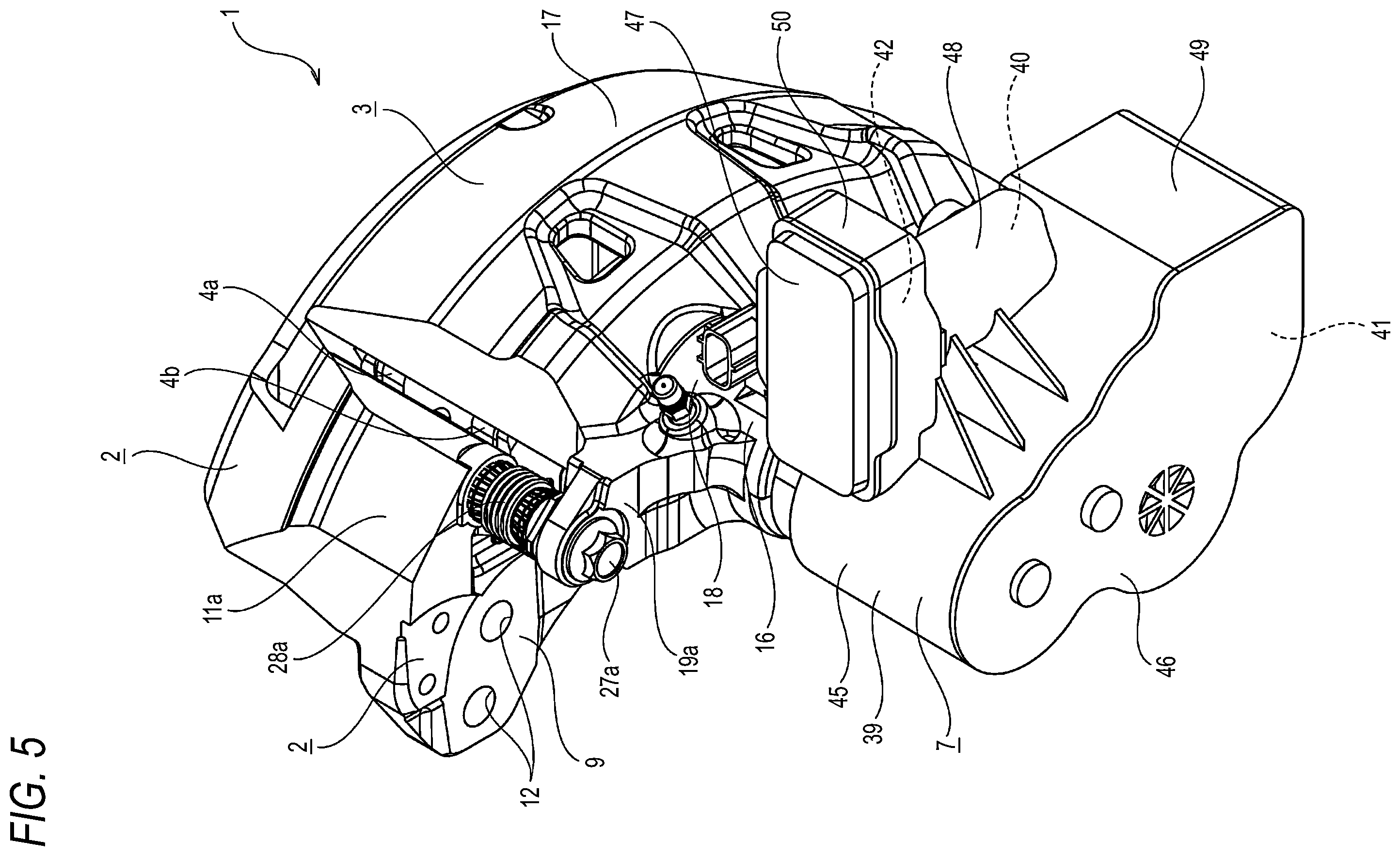 Patent US12480552 Figure 5 – Non-excited operation type brake for brake device and disc brake device