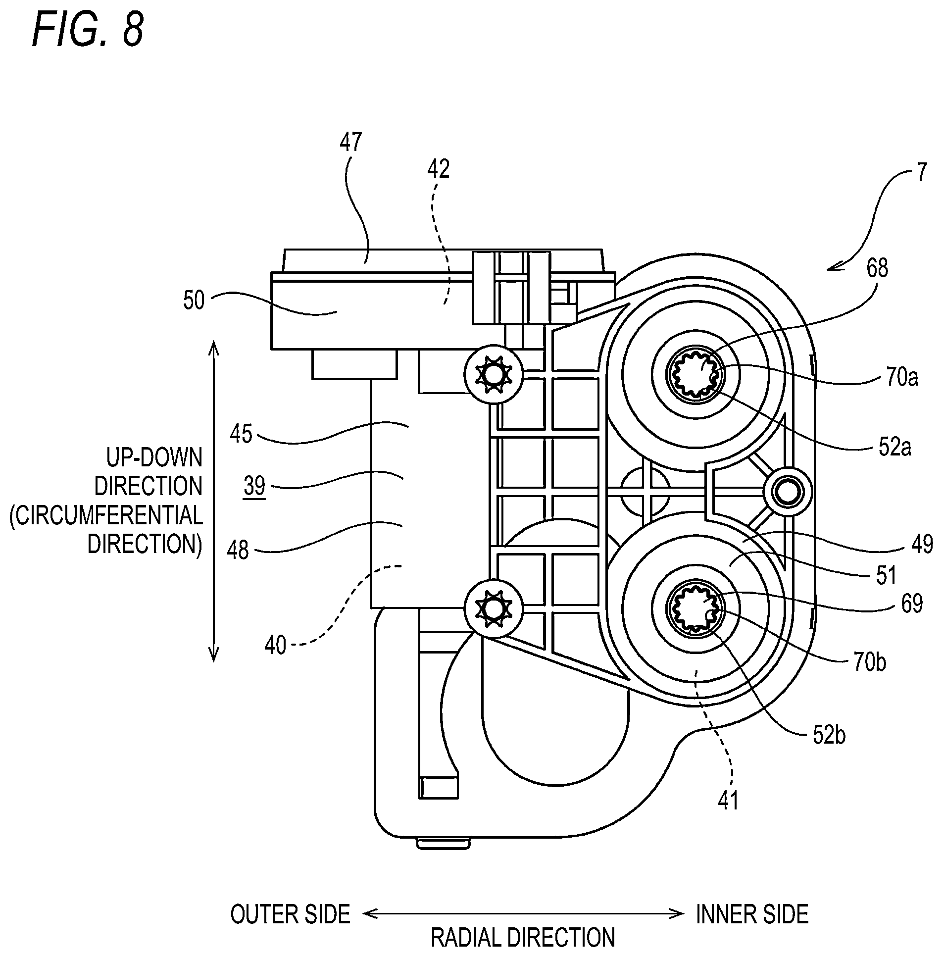 Patent US12480552 Figure 8 – Non-excited operation type brake for brake device and disc brake device