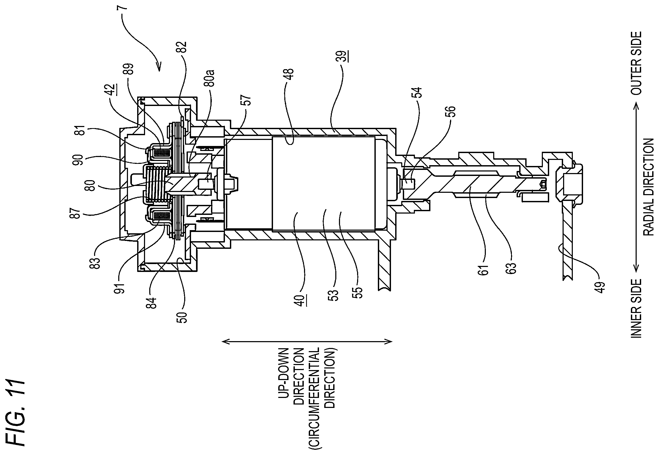 Patent US12480552 Figure 11 – Non-excited operation type brake for brake device and disc brake device