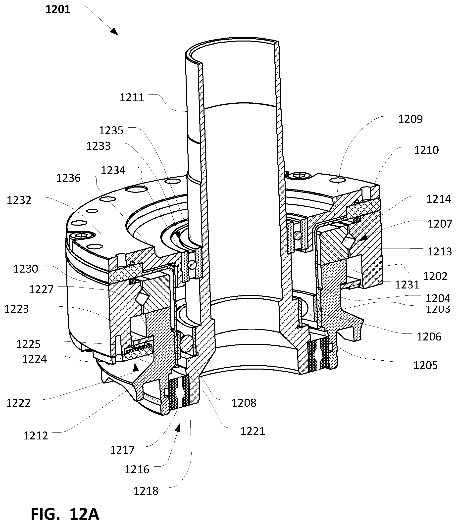 Patent US12480568 Figure 7 – Strain wave gear with output flange and integrated encoder