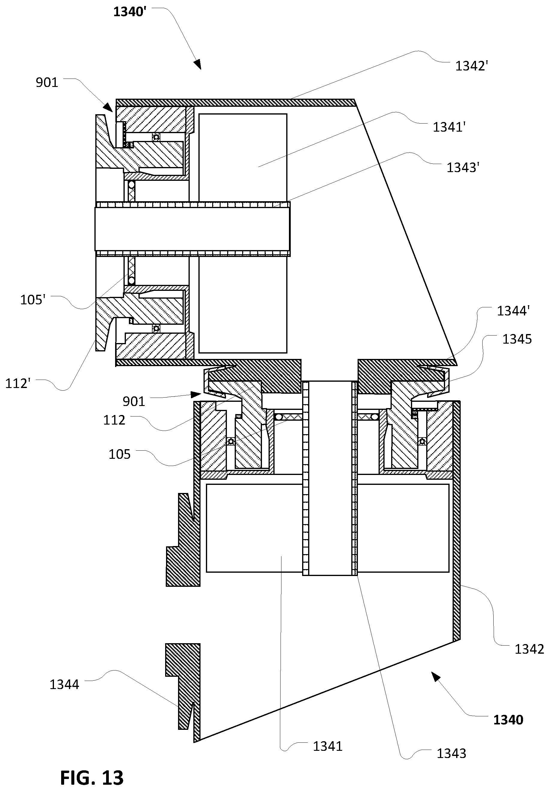 Patent US12480568 Figure 9 – Strain wave gear with output flange and integrated encoder