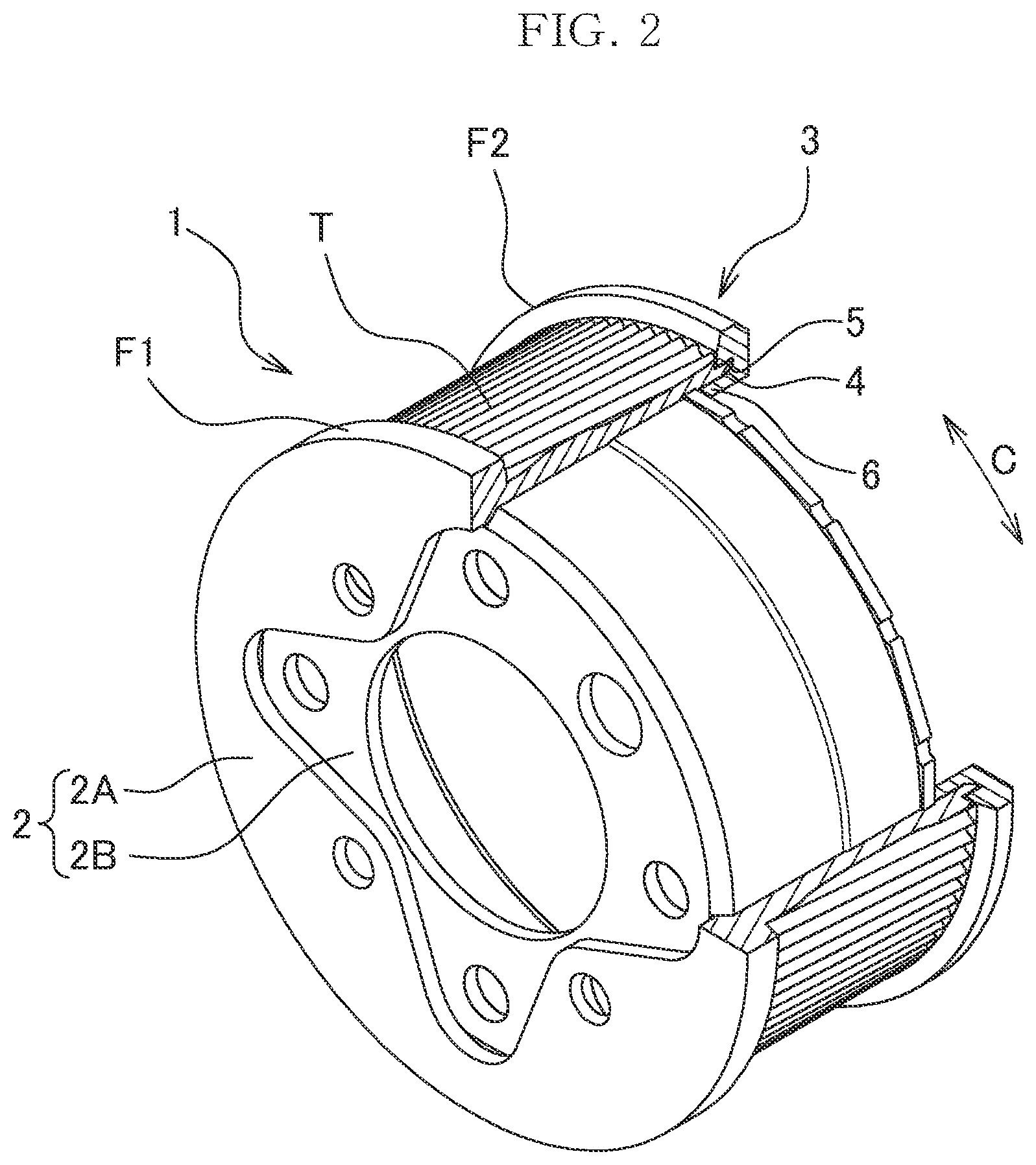 Patent US12480569 Figure 2 – Pulley with two flanges, and method of producing pulley with two flanges