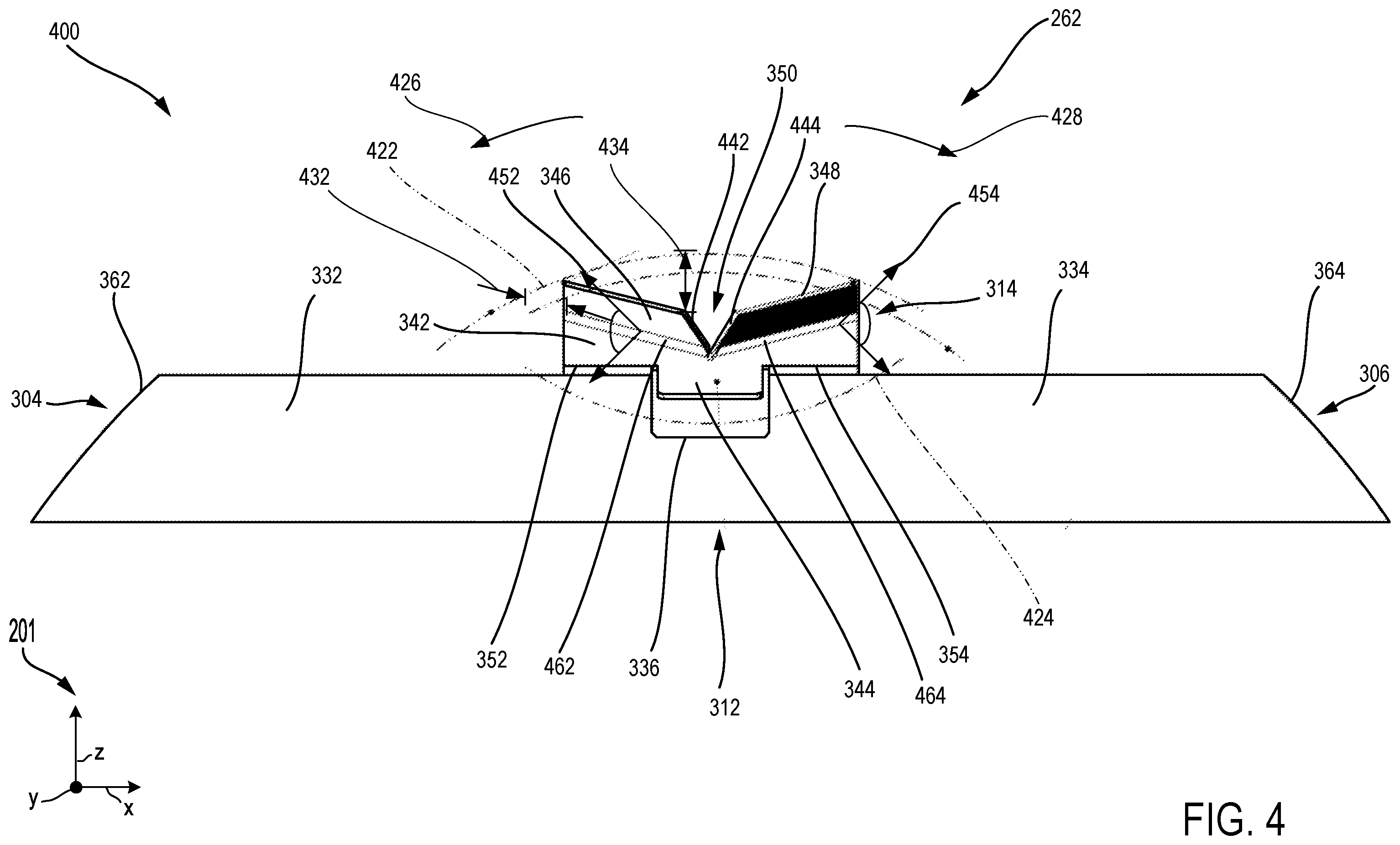 Patent US12480571 Figure 4 – Lubricant system including a baffle