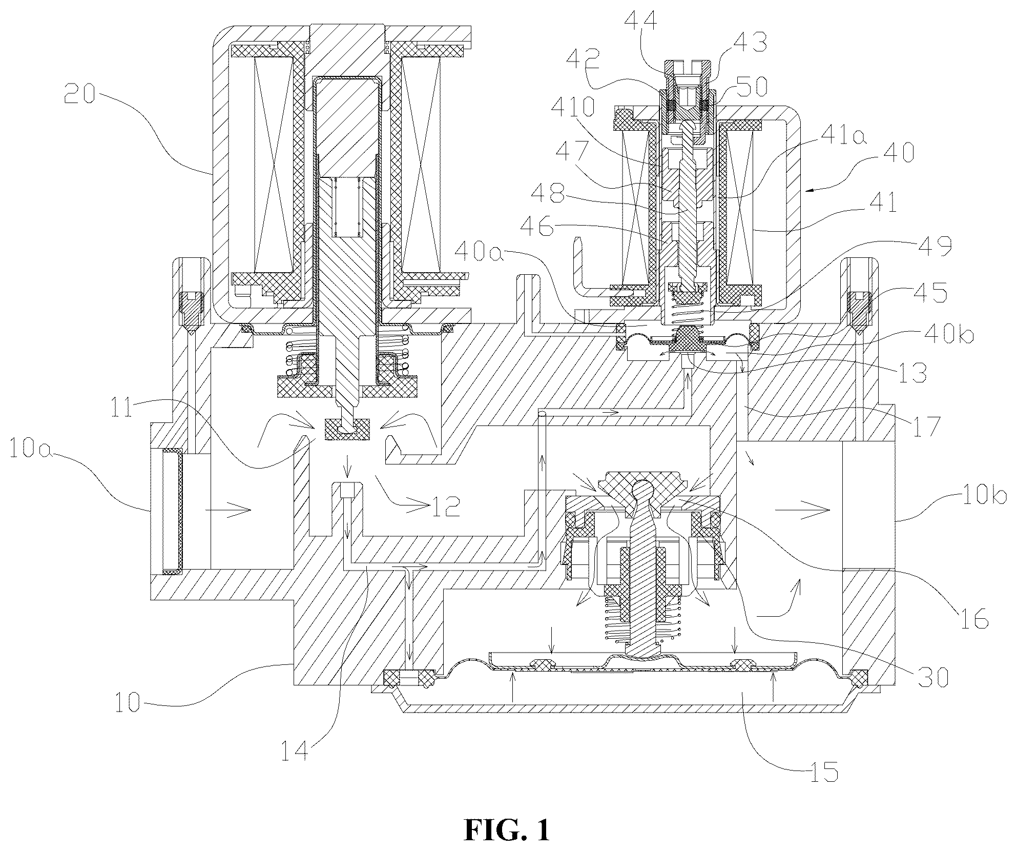 Patent US12480594 Figure 1 – Electromagnetic control device and gas valve having same