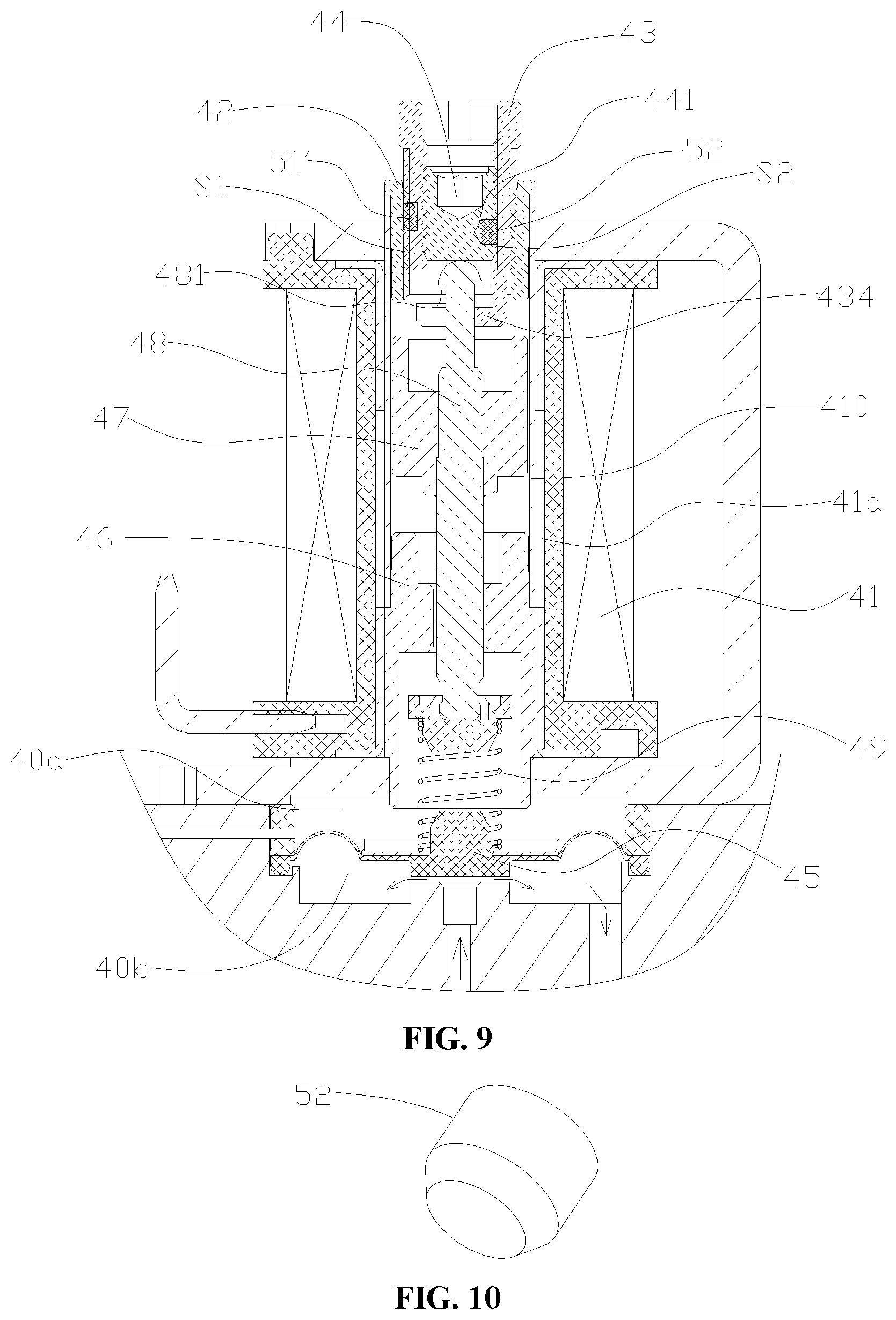 Patent US12480594 Figure 5 – Electromagnetic control device and gas valve having same
