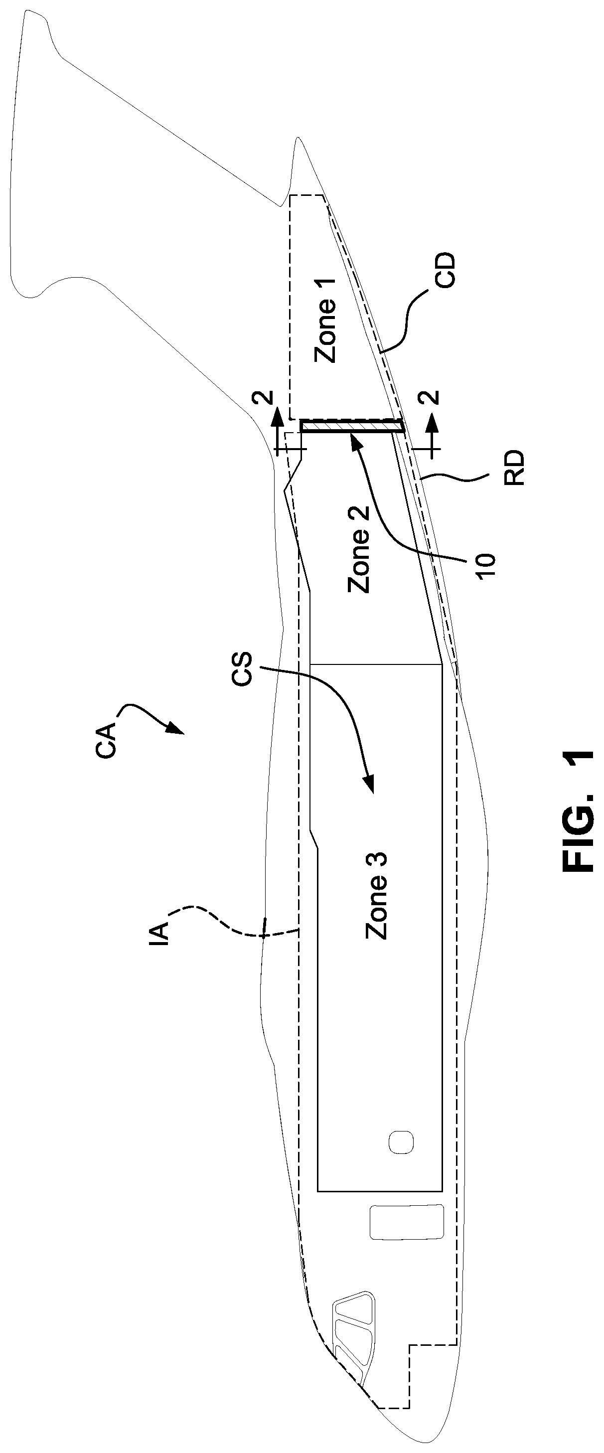 Patent US12480611 Figure 1 – Thermal barrier curtain systems especially useful for thermally isolating interior cabin zones of cargo transport aircraft