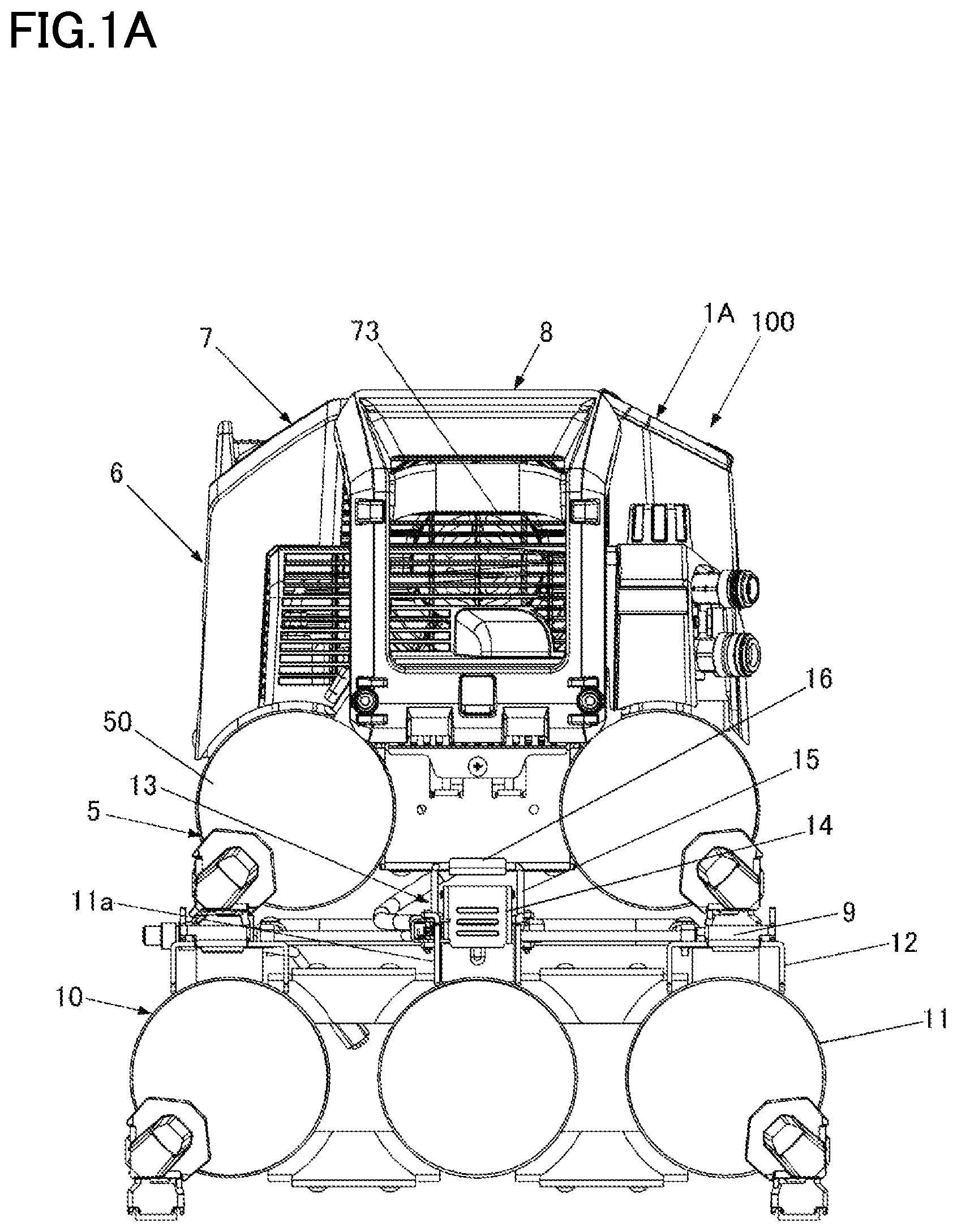 Patent US12480616 Figure 1 – Gas compressor, auxiliary storage unit, and gas compression system