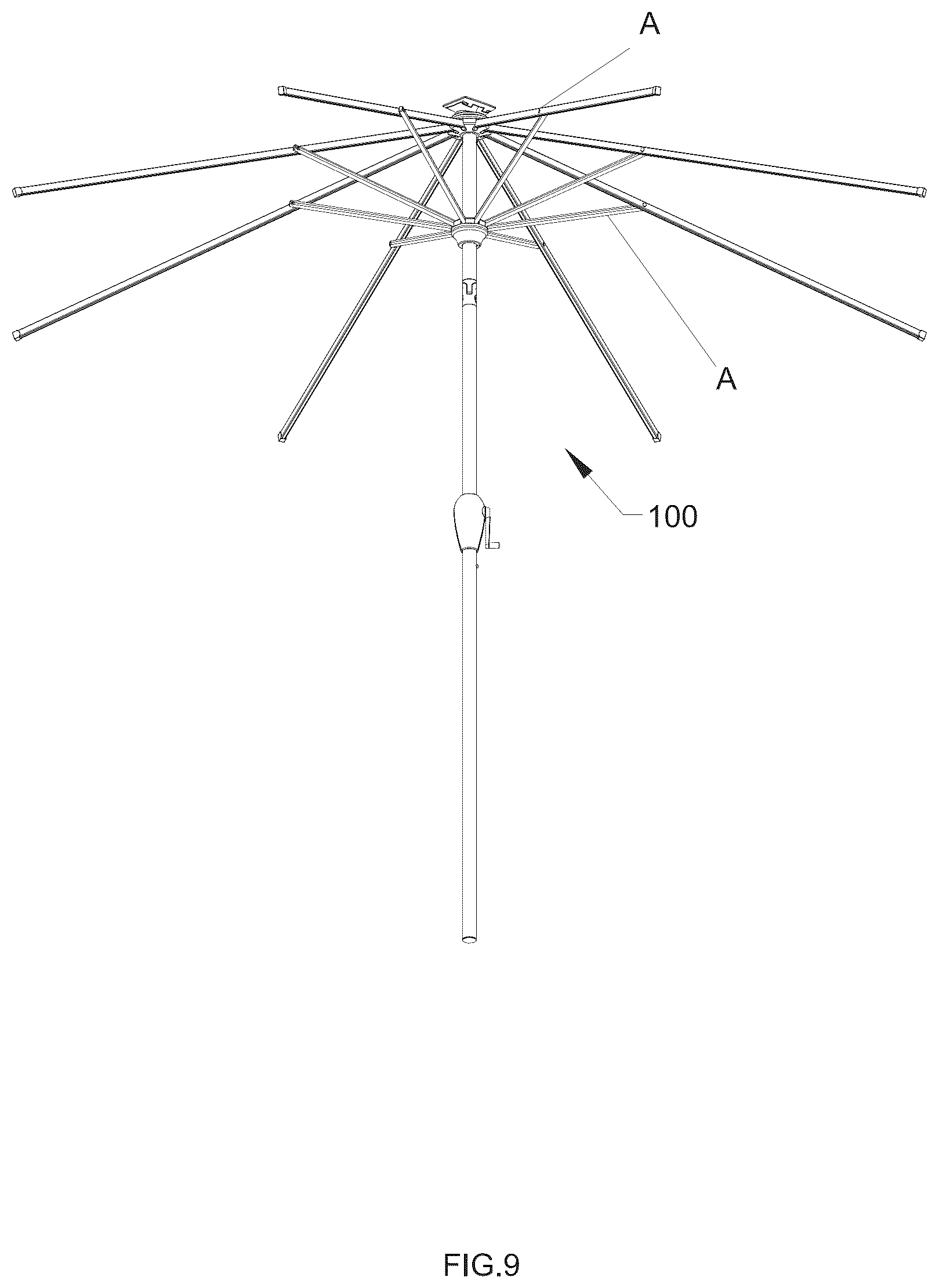 Patent US12480640 Figure 5 – Rod assembly for an umbrella
