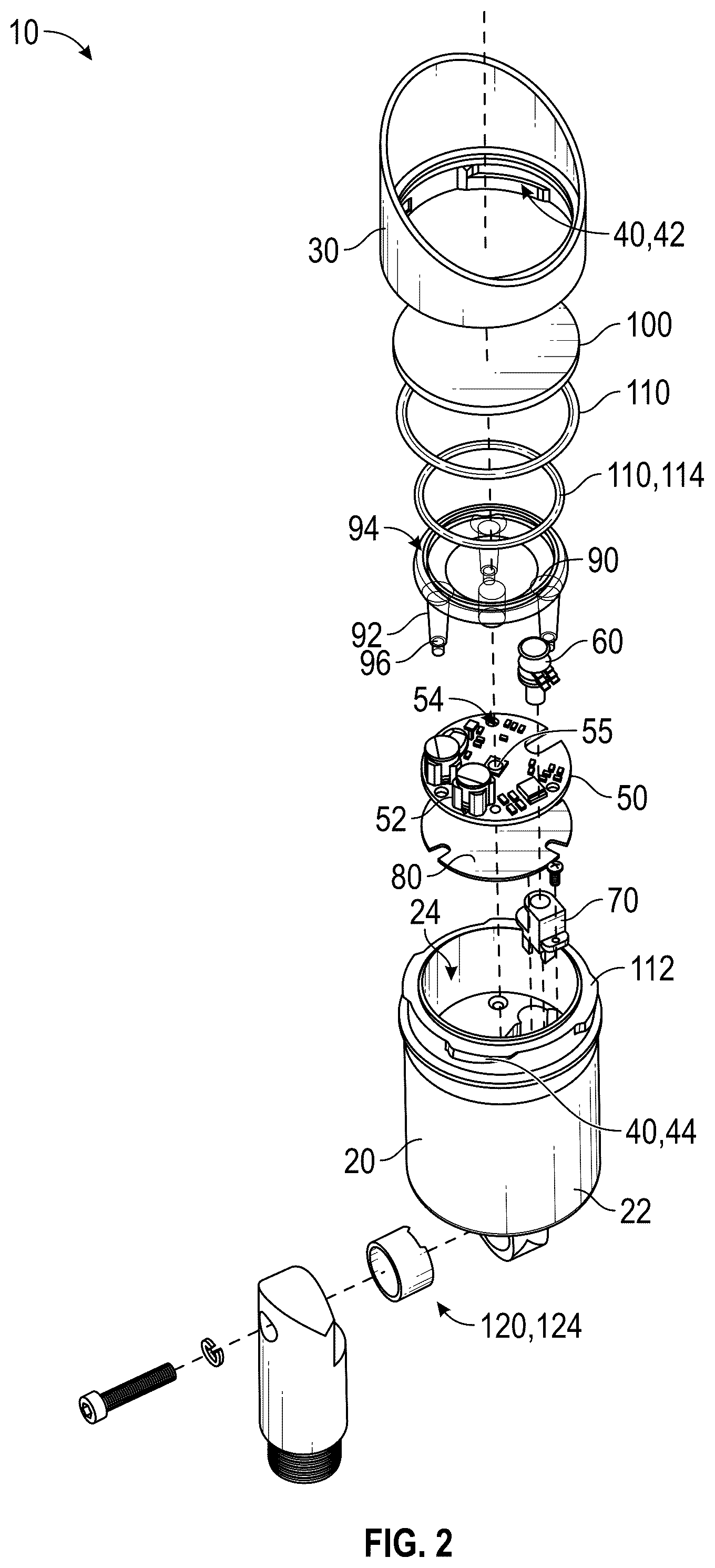 Patent US12480641 Figure 2 – Methods and apparatus for tool-less exterior led lighting fixtures