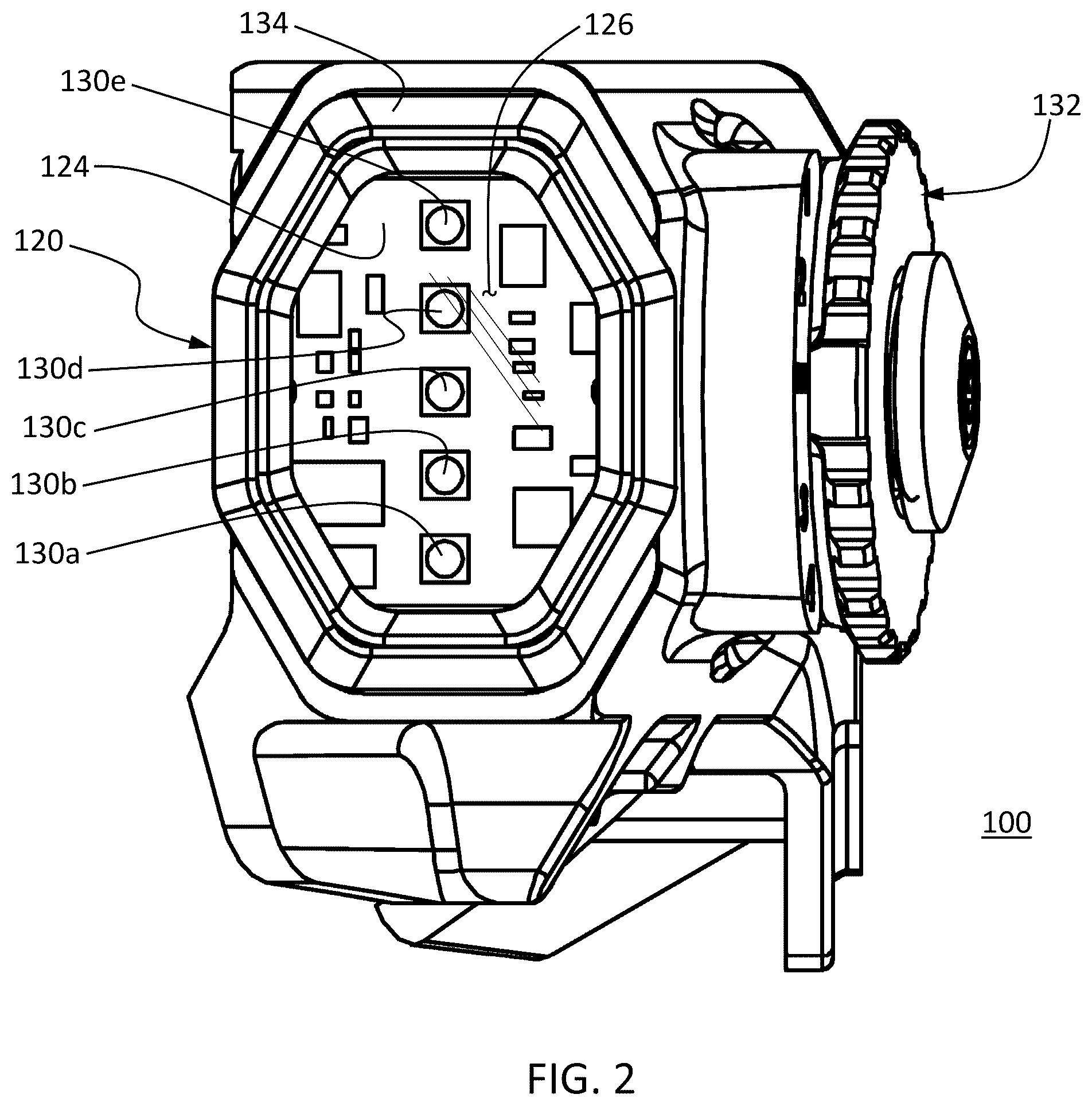 Patent US12480645 Figure 2 – Helmet mounted multispectral illumination device