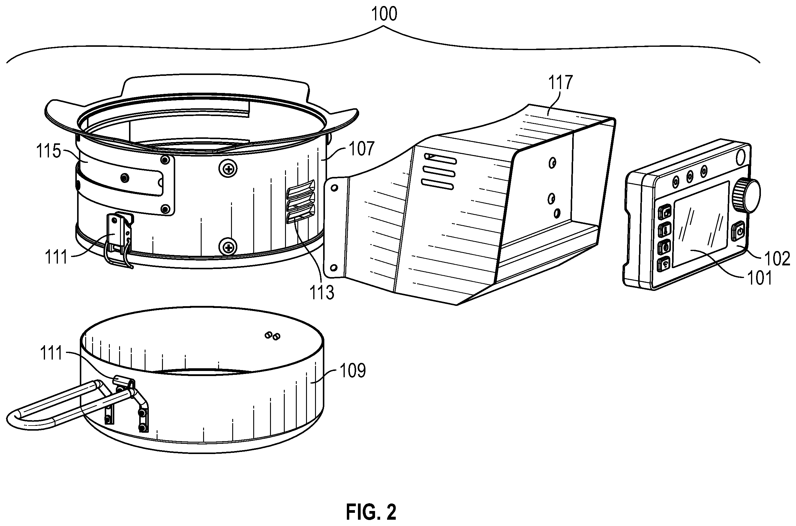 Patent US12480660 Figure 2 – System and method for forced air control in a kamado-style cooker