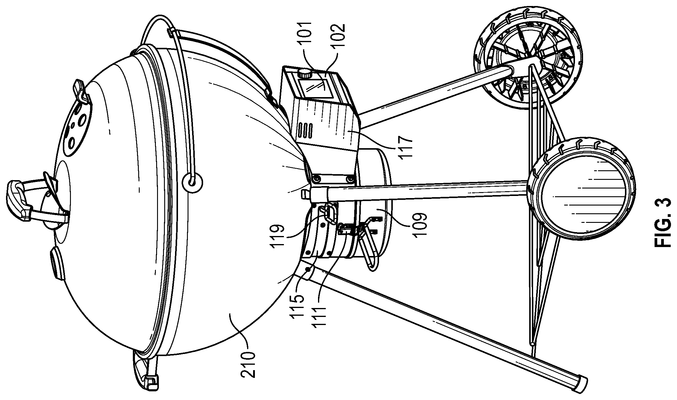 Patent US12480660 Figure 3 – System and method for forced air control in a kamado-style cooker