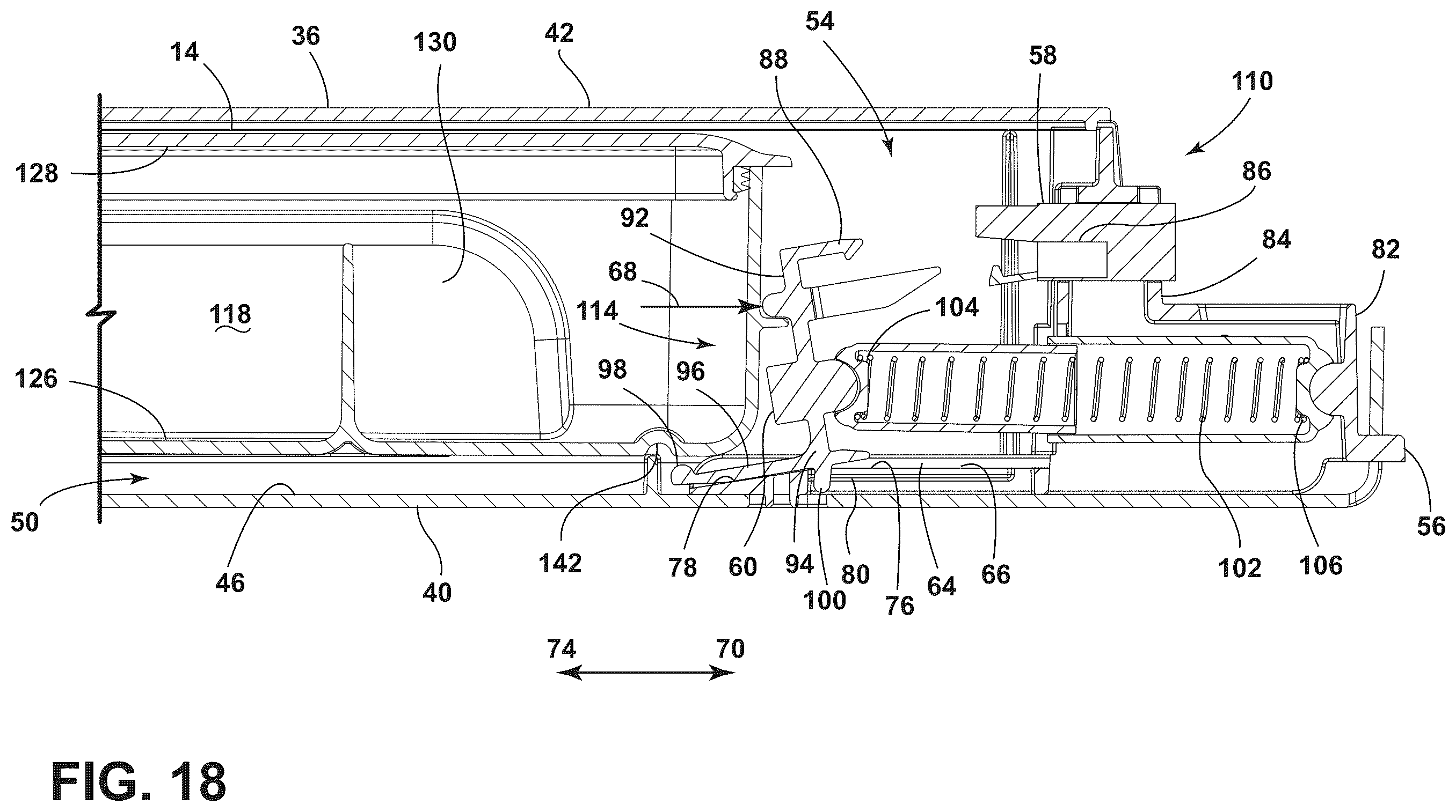 Patent US12480663 Figure 18 – Securement and release assembly for a component of an appliance, appliance including the same and oven including the same for a refillable water reservoir for use with steam cooking