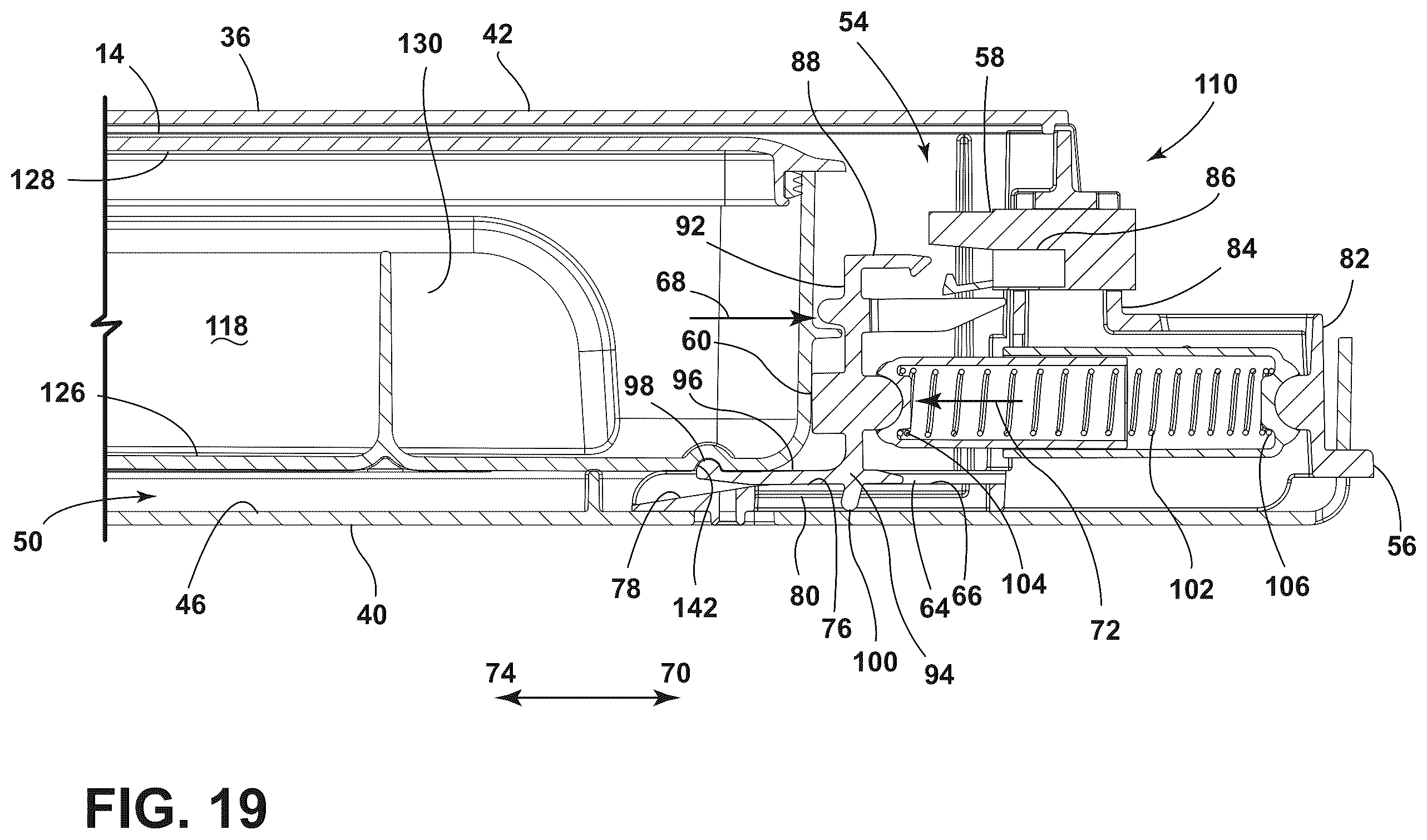 Patent US12480663 Figure 19 – Securement and release assembly for a component of an appliance, appliance including the same and oven including the same for a refillable water reservoir for use with steam cooking