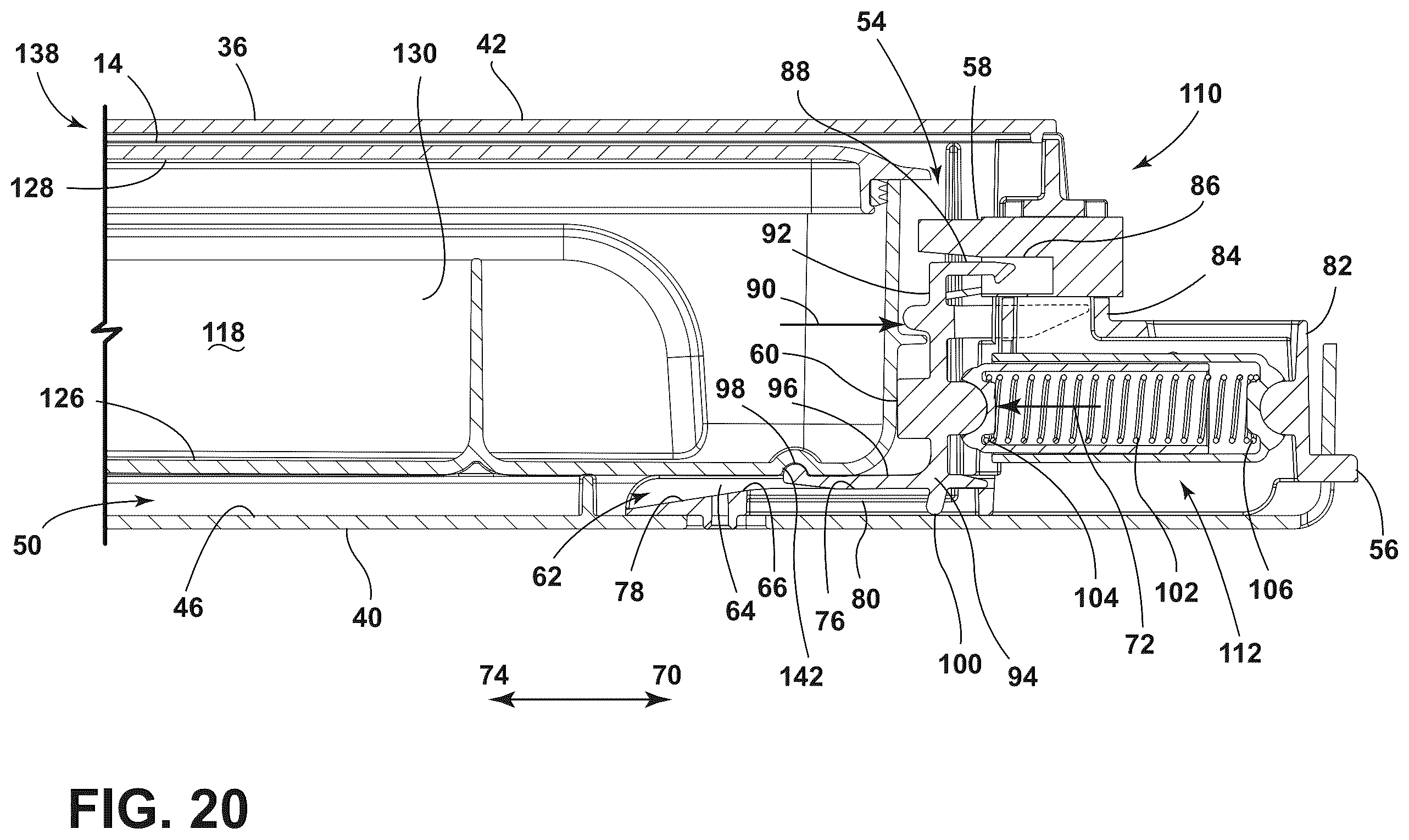 Patent US12480663 Figure 20 – Securement and release assembly for a component of an appliance, appliance including the same and oven including the same for a refillable water reservoir for use with steam cooking