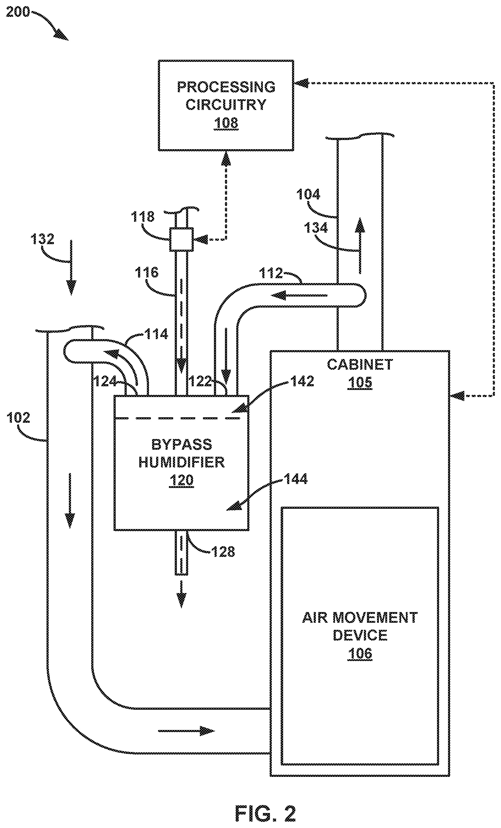 Patent US12480669 Figure 2 – Wall mounted bypass humidifier