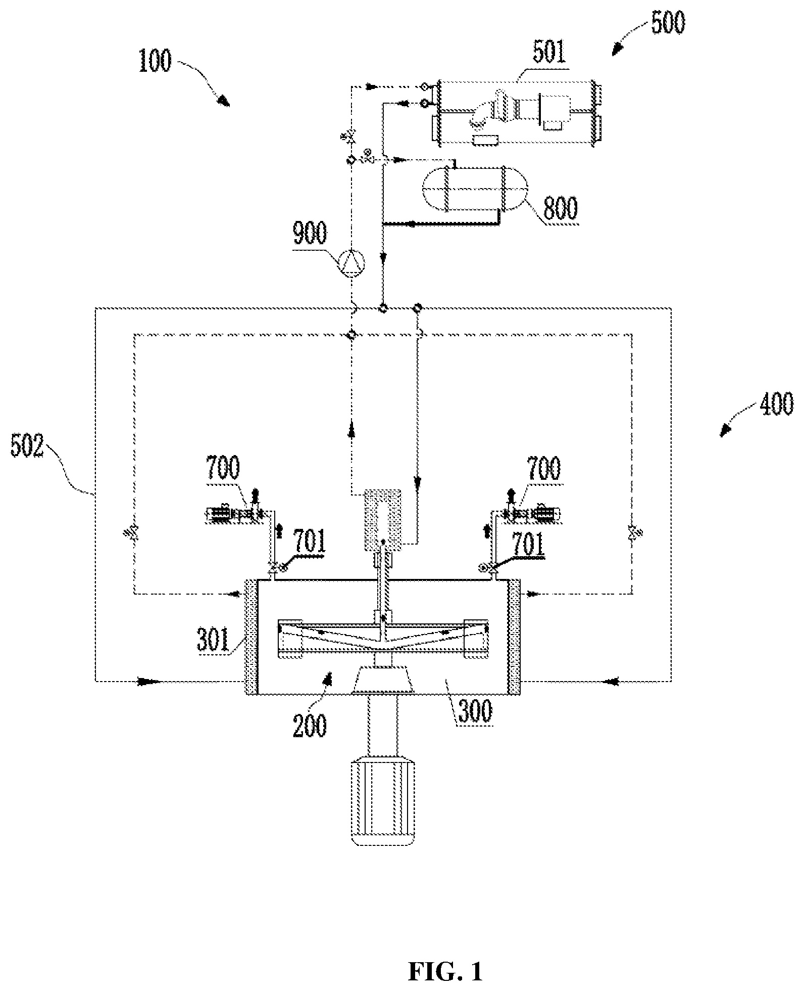 Patent US12480689 Figure 1 – Compound refrigeration system for heat pipe of supergravity centrifuge
