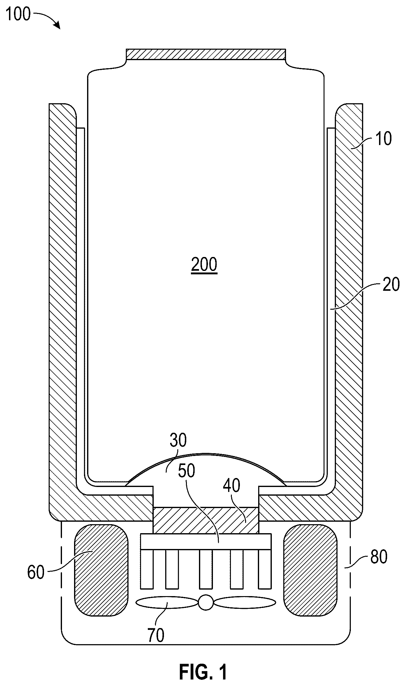 Patent US12480691 Figure 1 – Beverage container with active temperature control