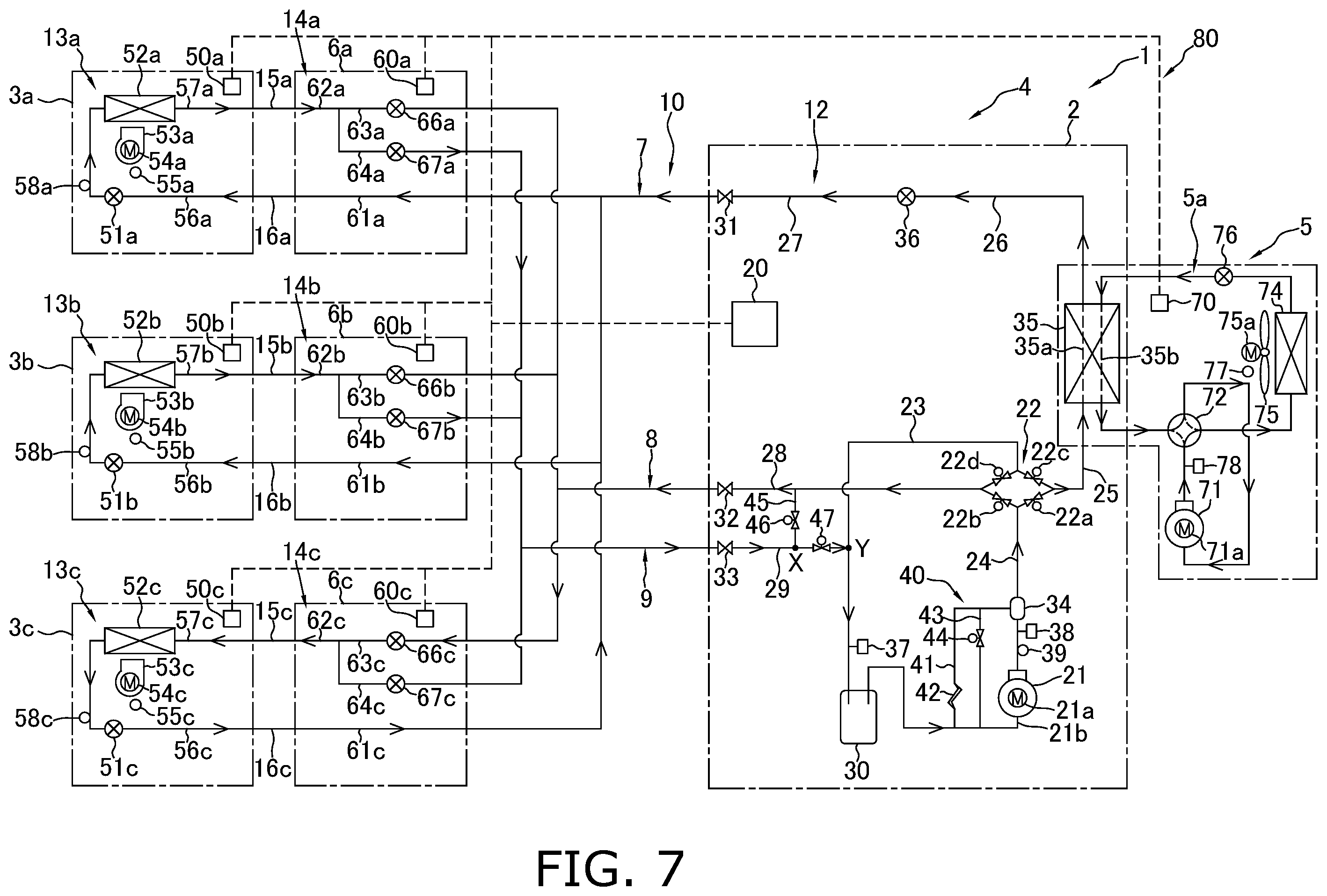 Patent US12480692 Figure 7 – Refrigeration cycle system, heat source unit, and refrigeration cycle apparatus