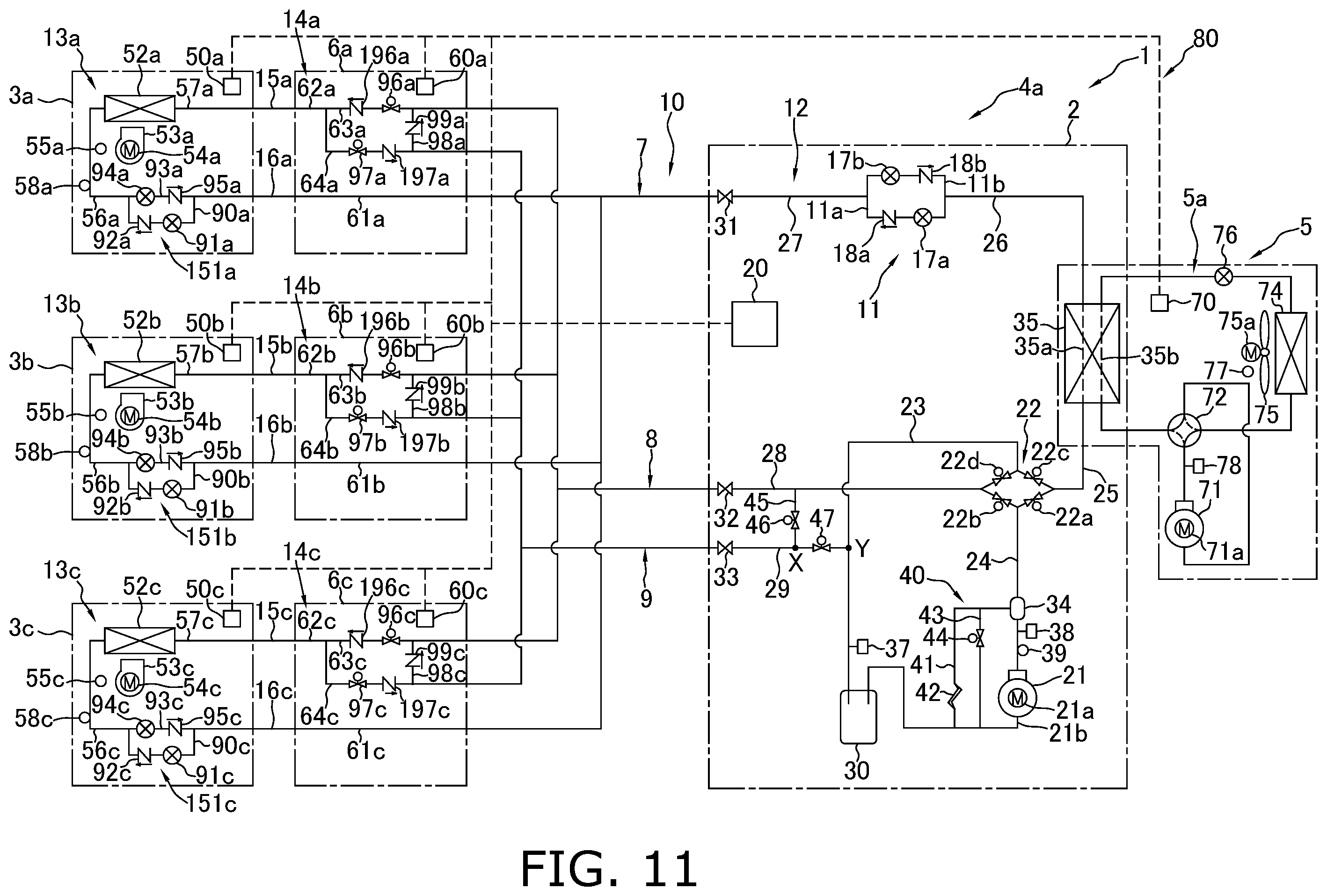 Patent US12480692 Figure 11 – Refrigeration cycle system, heat source unit, and refrigeration cycle apparatus