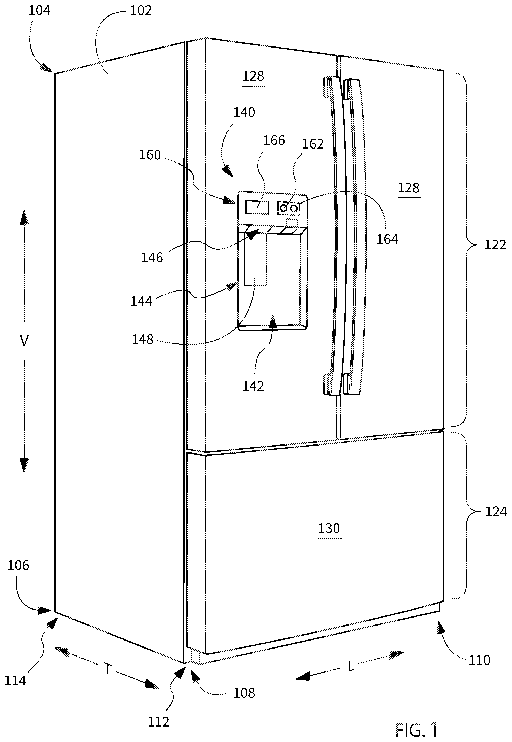 Patent US12480697 Figure 1 – Ice maker appliance control methods