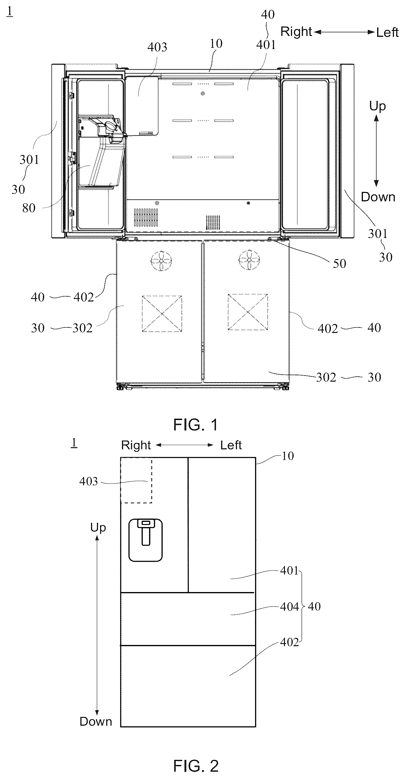 Patent US12480698 Figure 1 – Refrigerator