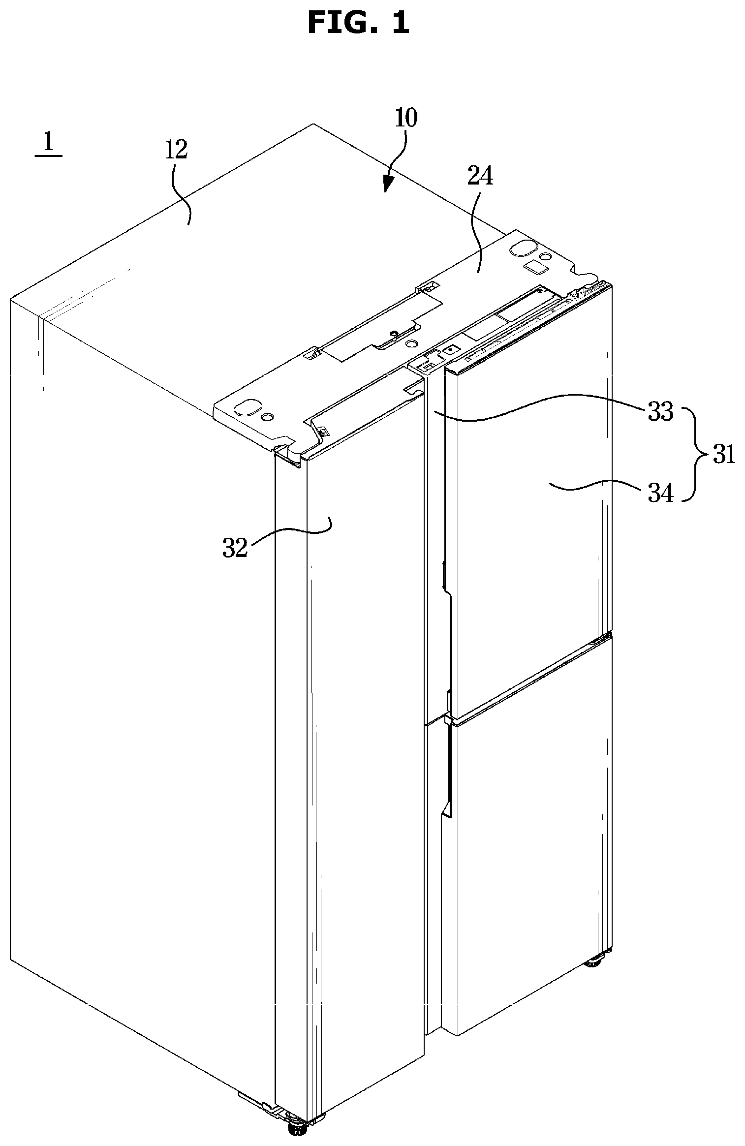 Patent US12480704 Figure 1 – Refrigerator