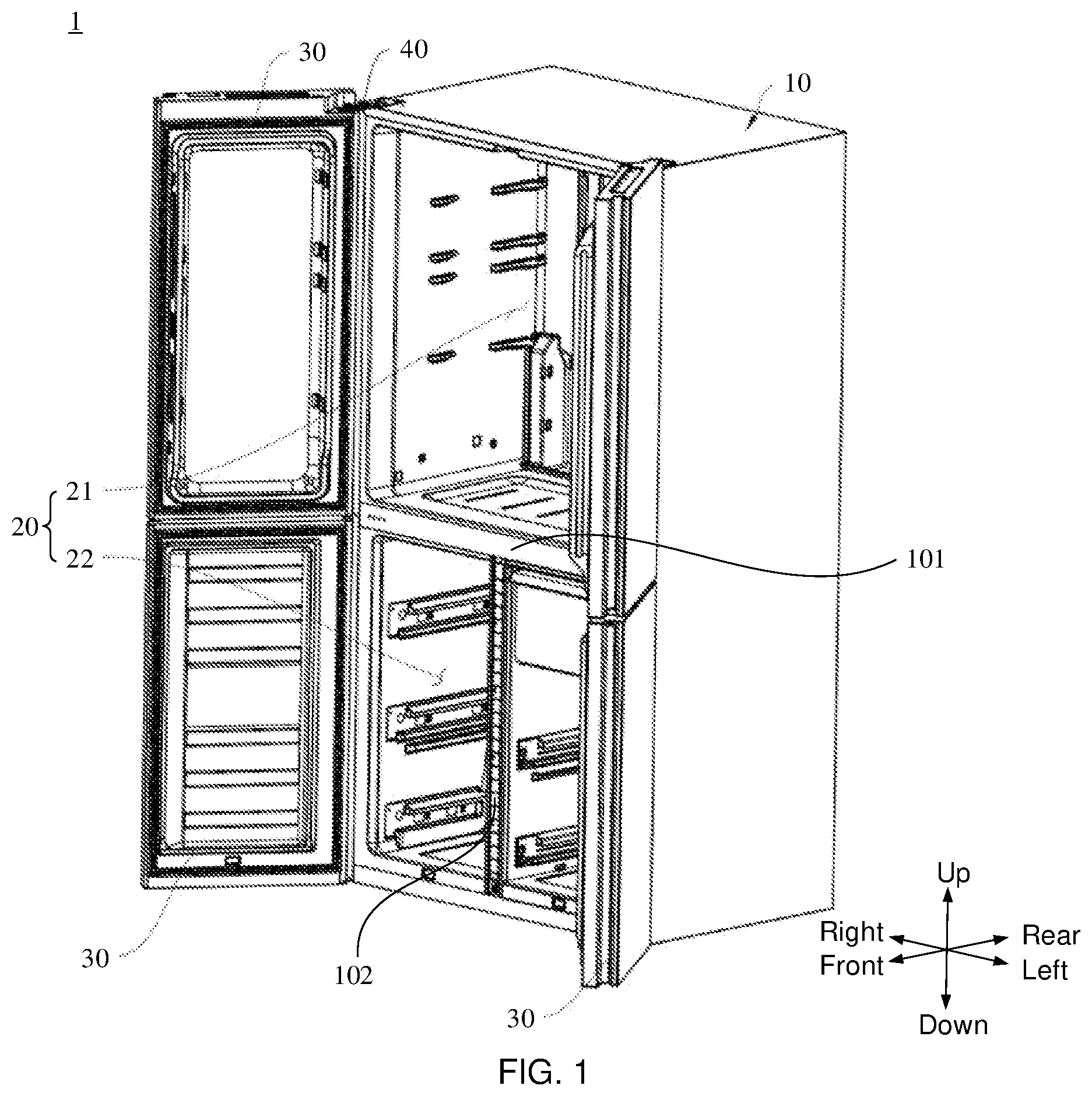 Patent US12480706 Figure 1 – Refrigerator